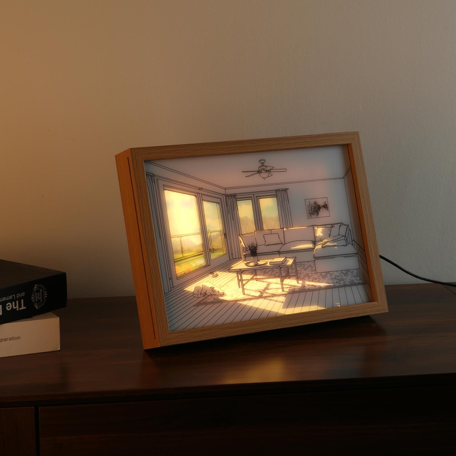 Dog Sunbathing Mural Art Lamp-Neutral Decor