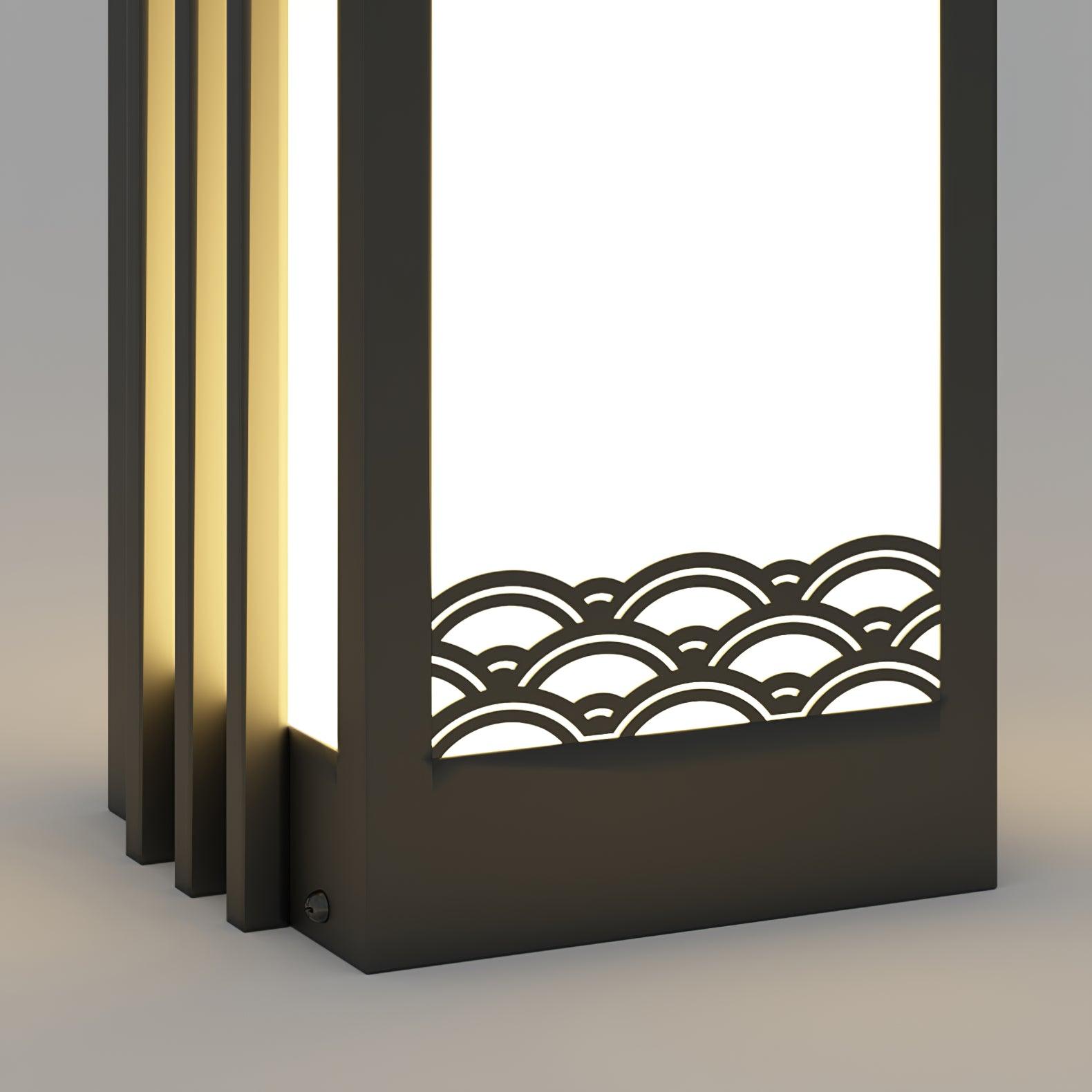 Solara Outdoor Light Rectangular Sunrise Pattern Minimalist Garden-Neutral Decor