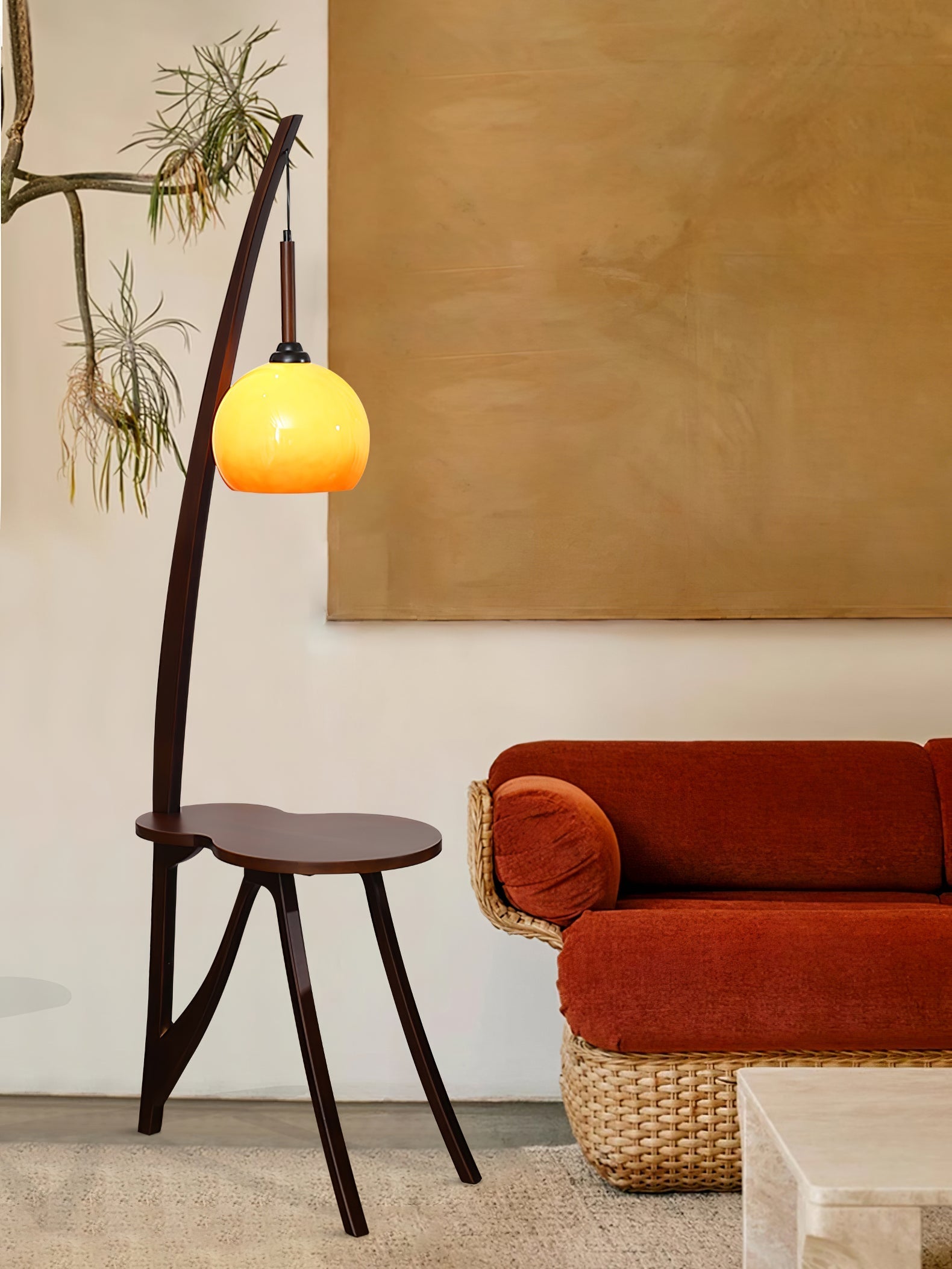 Natura Wood Hanging Floor Lamp-Neutral Decor