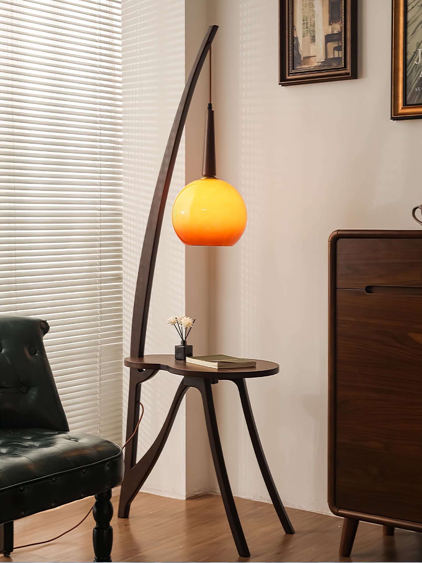 Natura Wood Hanging Floor Lamp-Neutral Decor