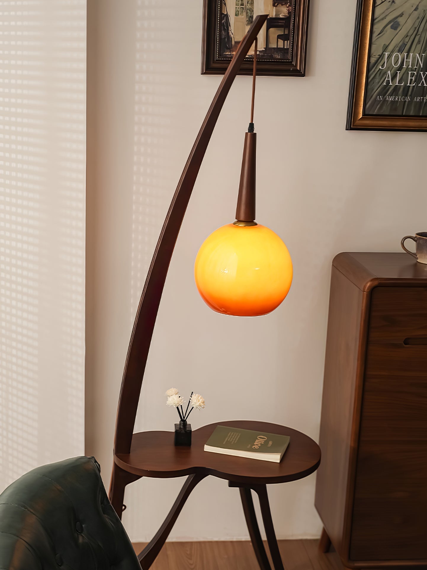 Natura Wood Hanging Floor Lamp-Neutral Decor