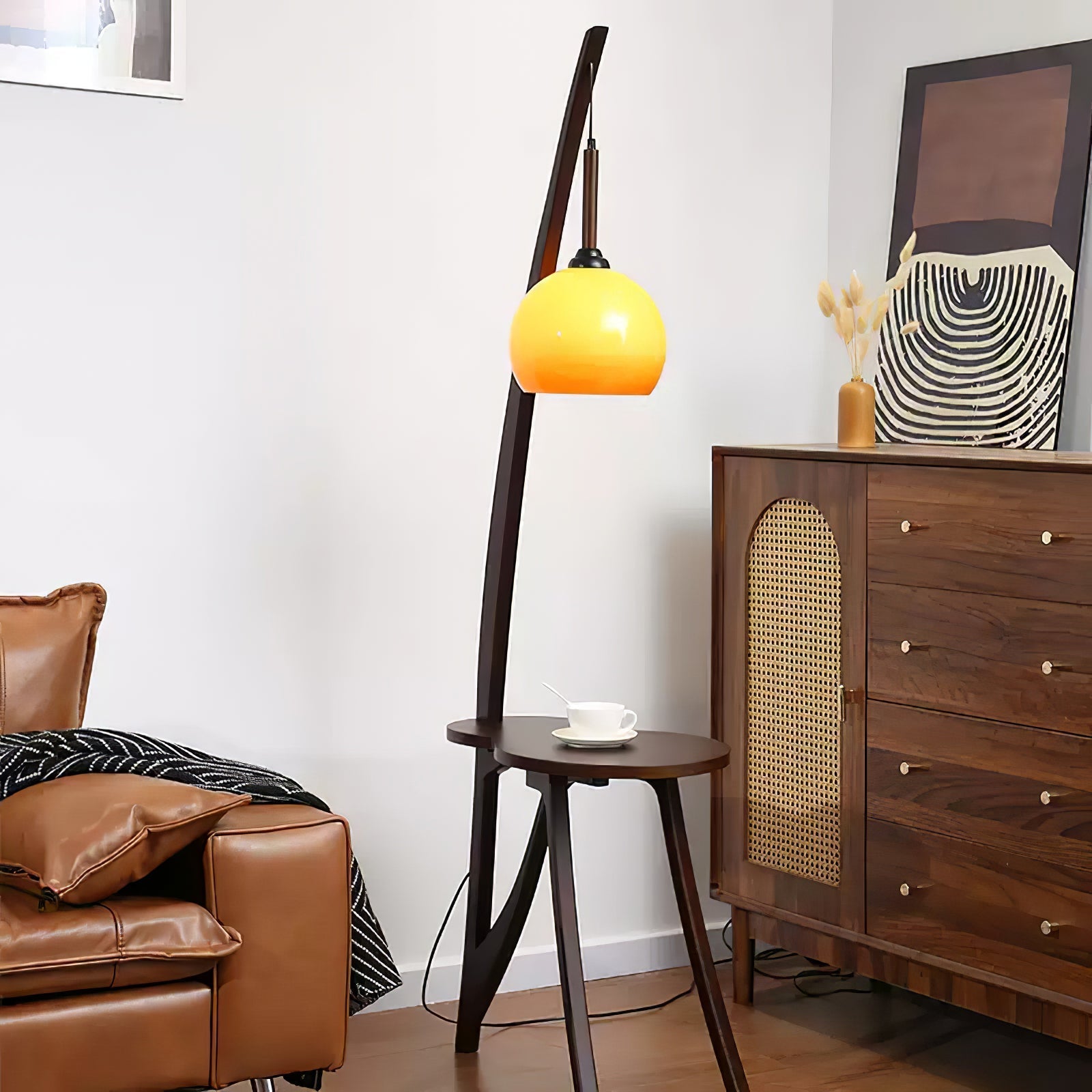 Natura Wood Hanging Floor Lamp-Neutral Decor