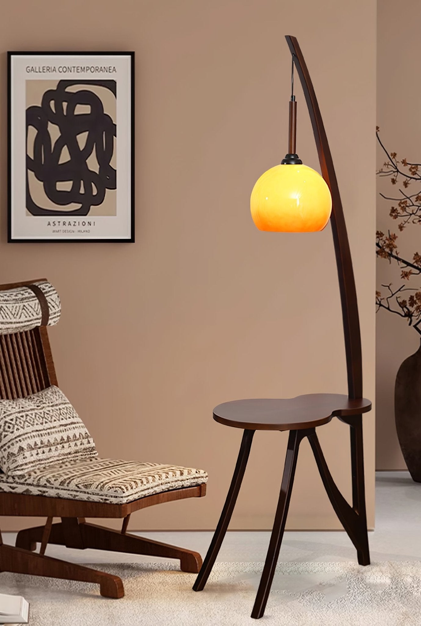 Natura Wood Hanging Floor Lamp-Neutral Decor