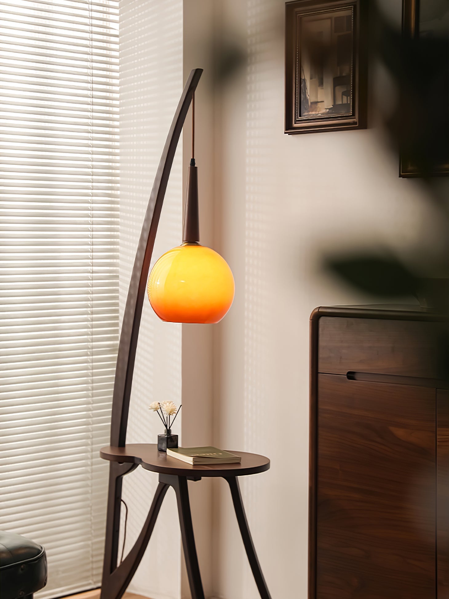 Natura Wood Hanging Floor Lamp-Neutral Decor