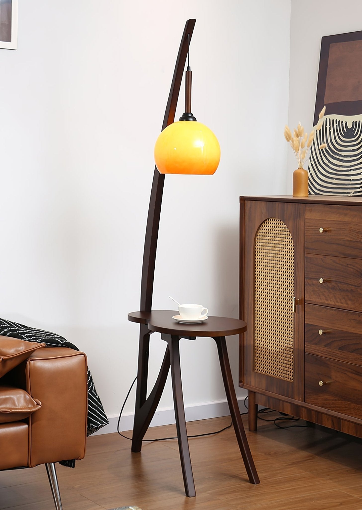 Natura Wood Hanging Floor Lamp-Neutral Decor