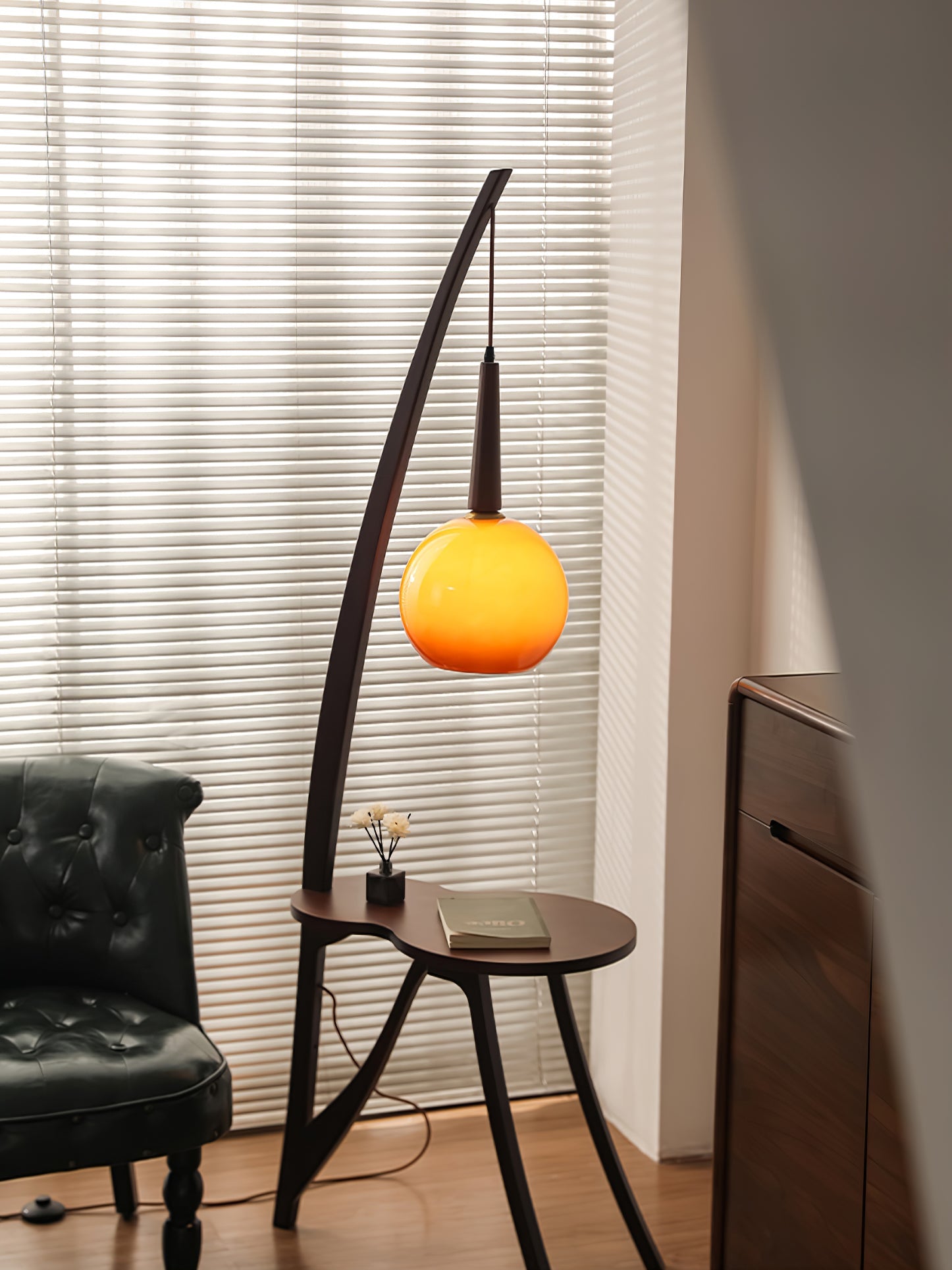 Natura Wood Hanging Floor Lamp-Neutral Decor