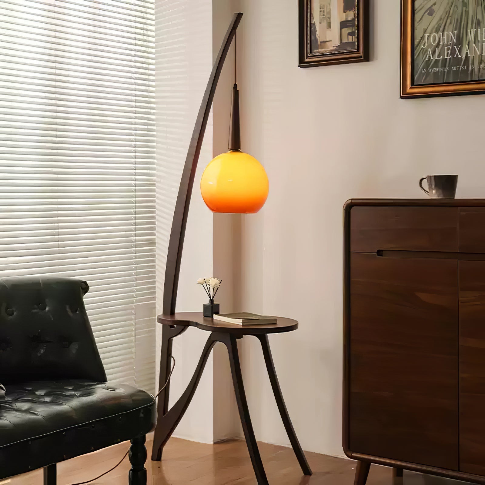 Natura Wood Hanging Floor Lamp-Neutral Decor