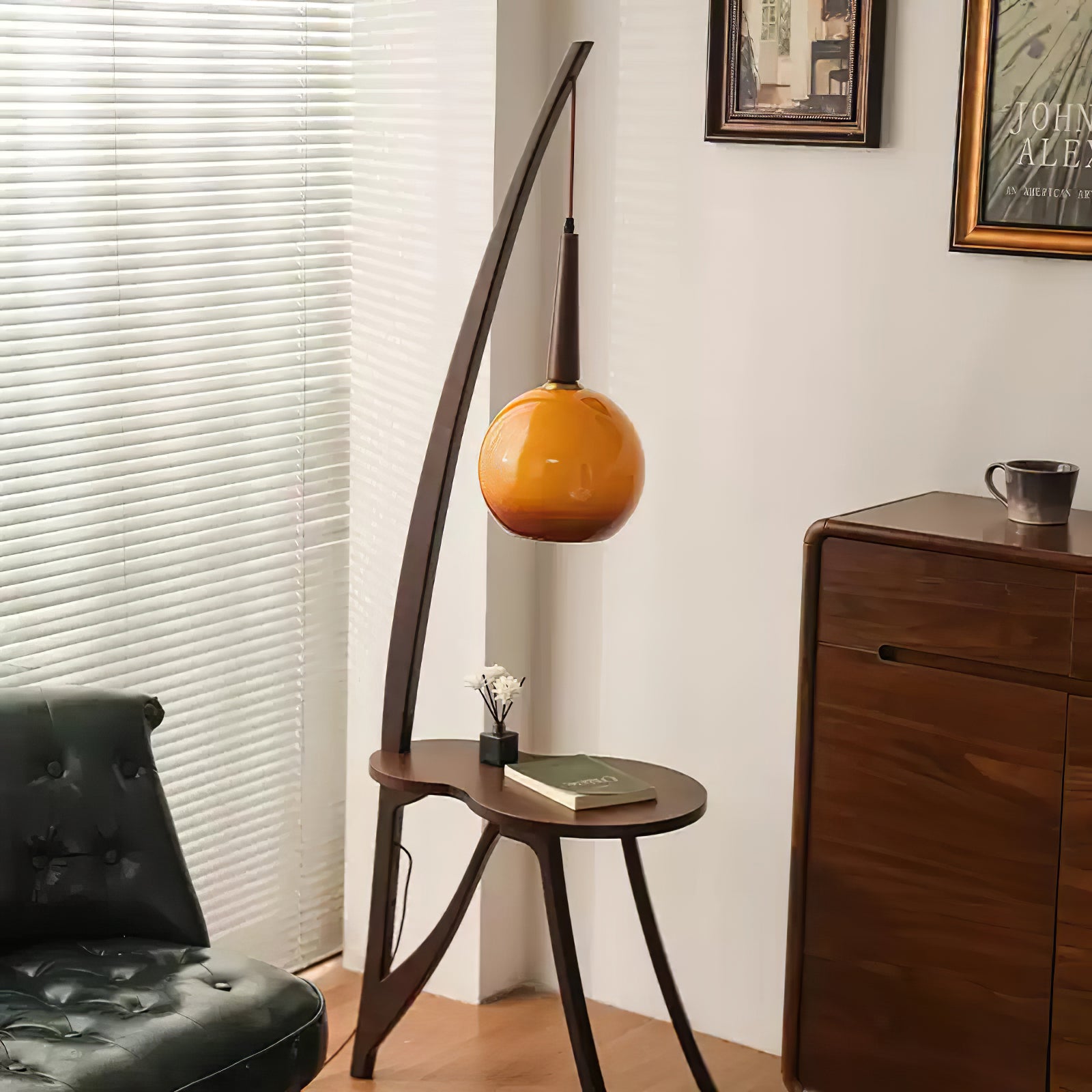 Natura Wood Hanging Floor Lamp-Neutral Decor