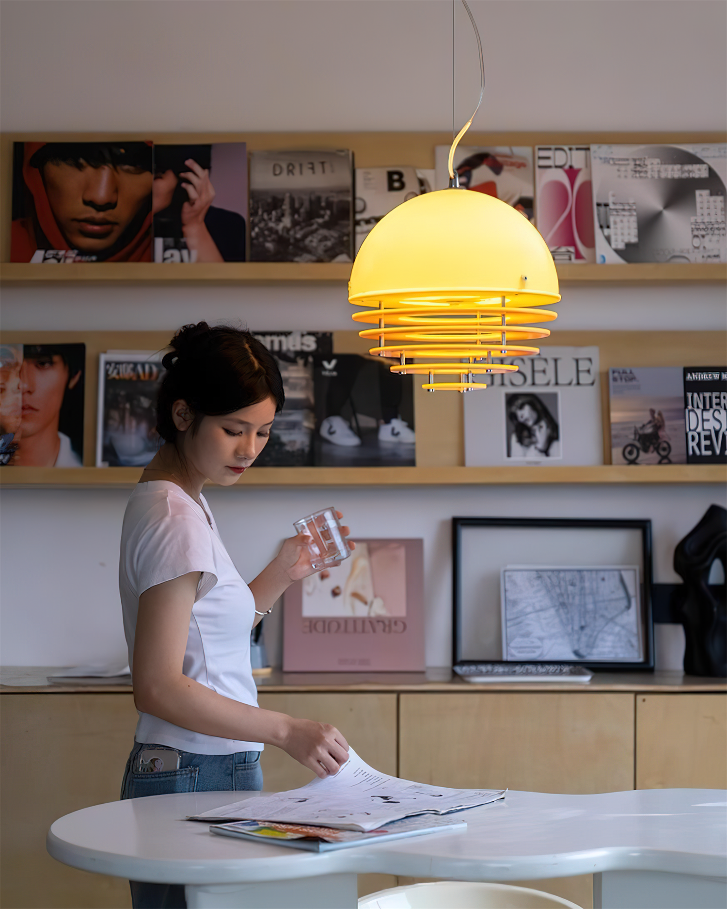 Pendant Lamp Modern Layered Shade Soft Glow Dining Room