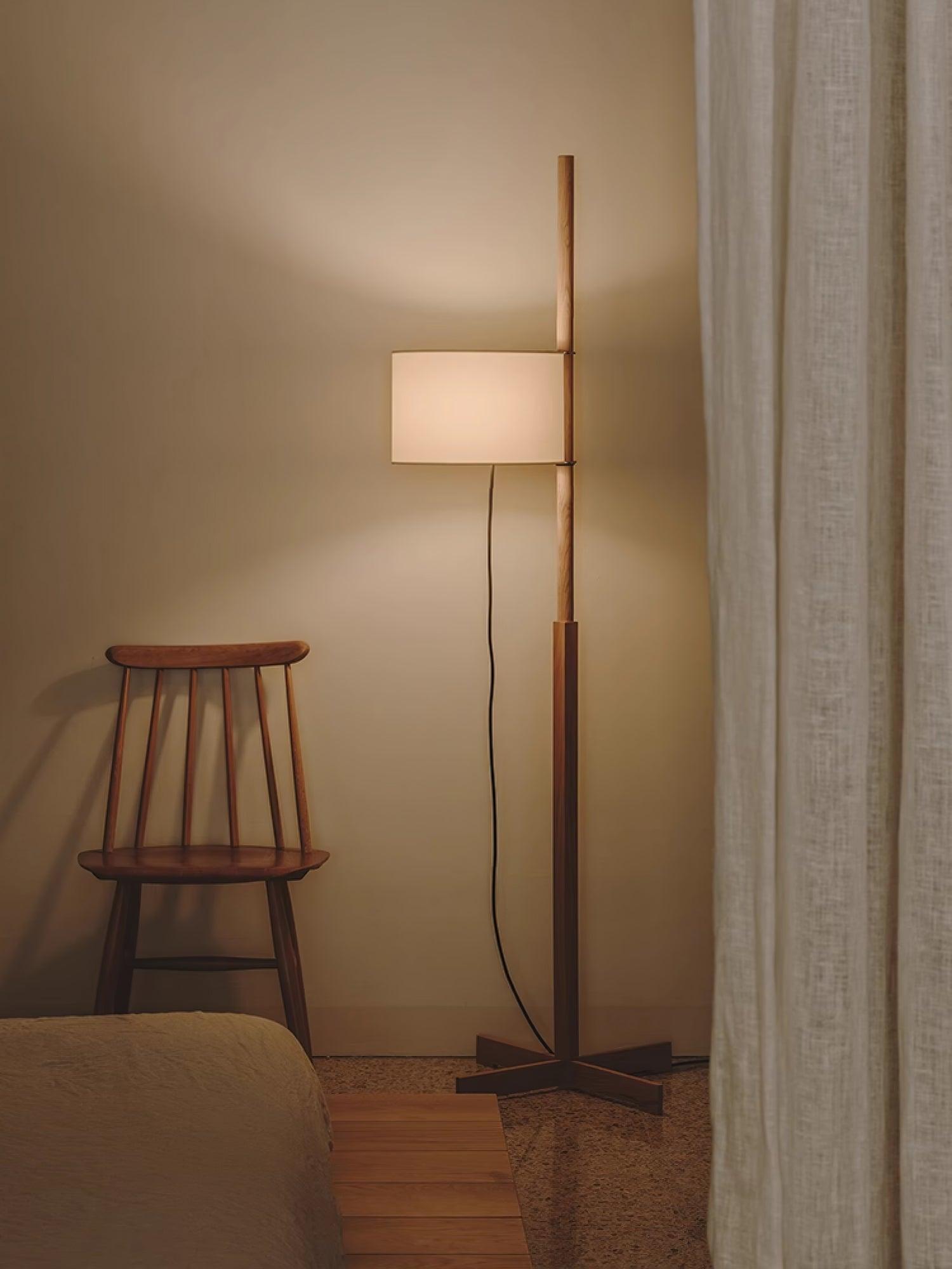 Vindis Wood Fabric Floor Lamp-Neutral Decor