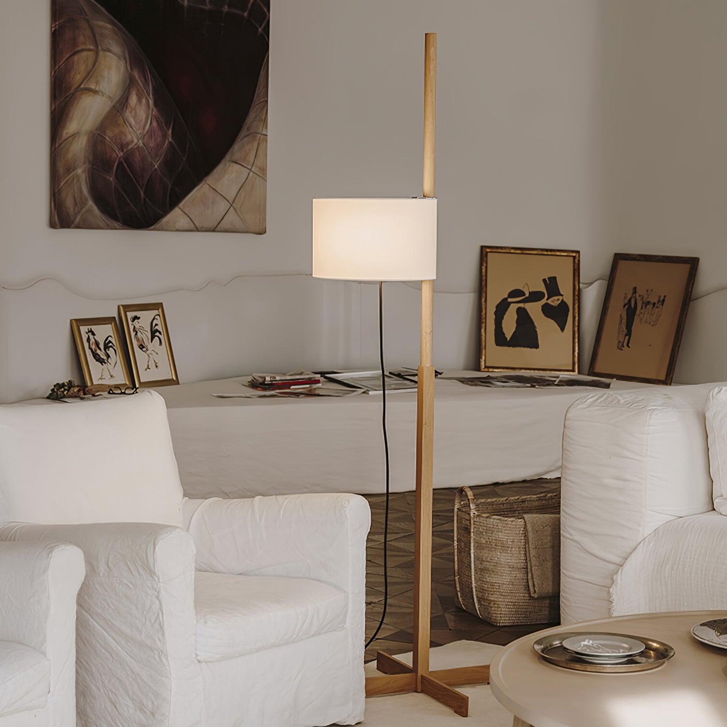 Vindis Wood Fabric Floor Lamp-Neutral Decor