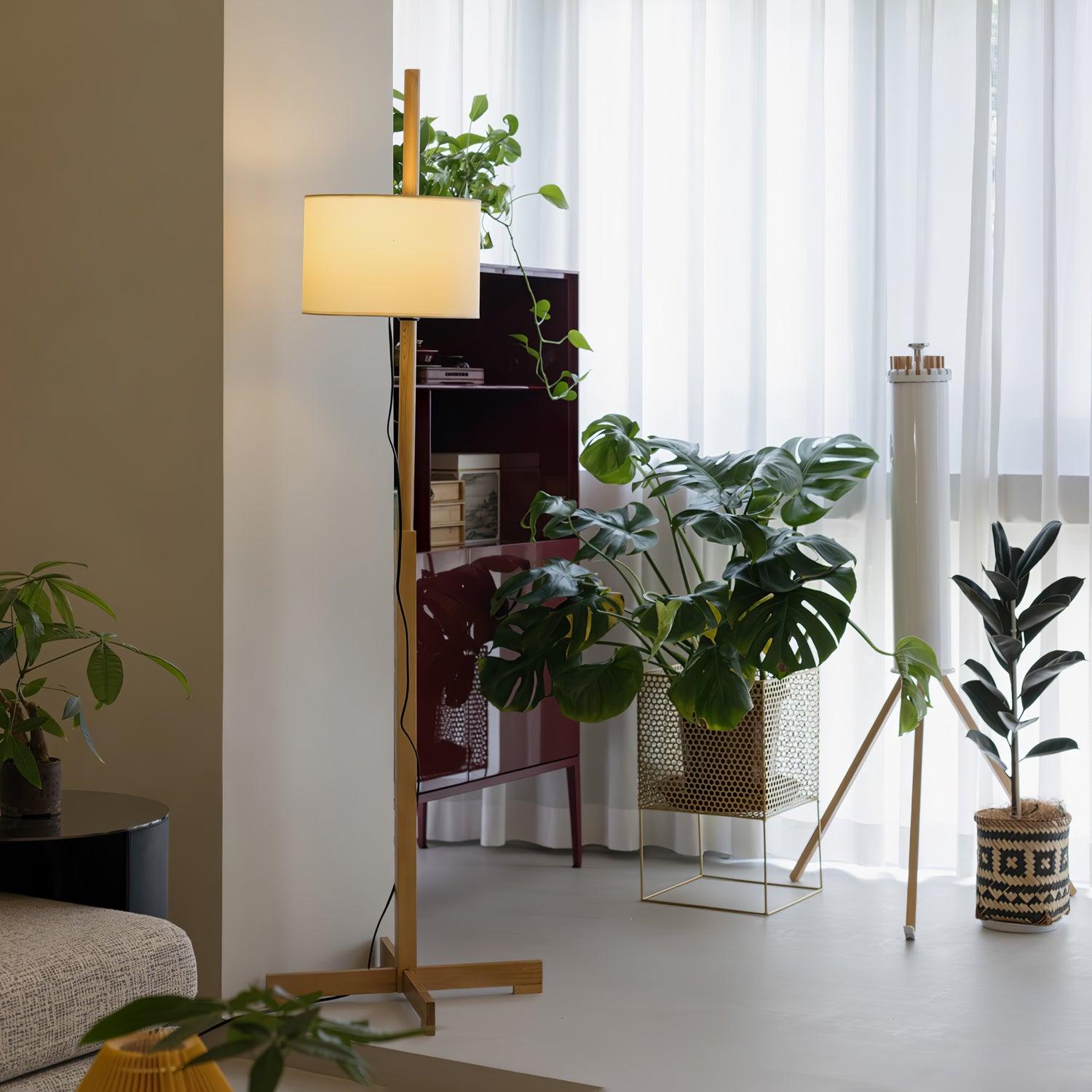 Vindis Wood Fabric Floor Lamp-Neutral Decor
