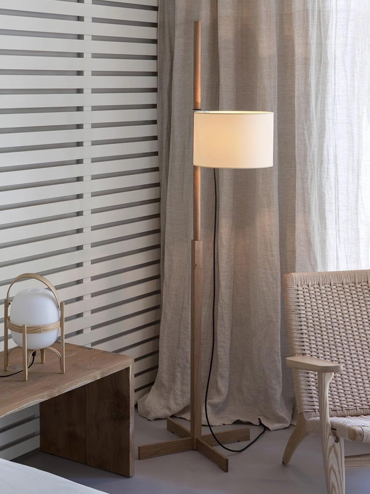 Vindis Wood Fabric Floor Lamp-Neutral Decor