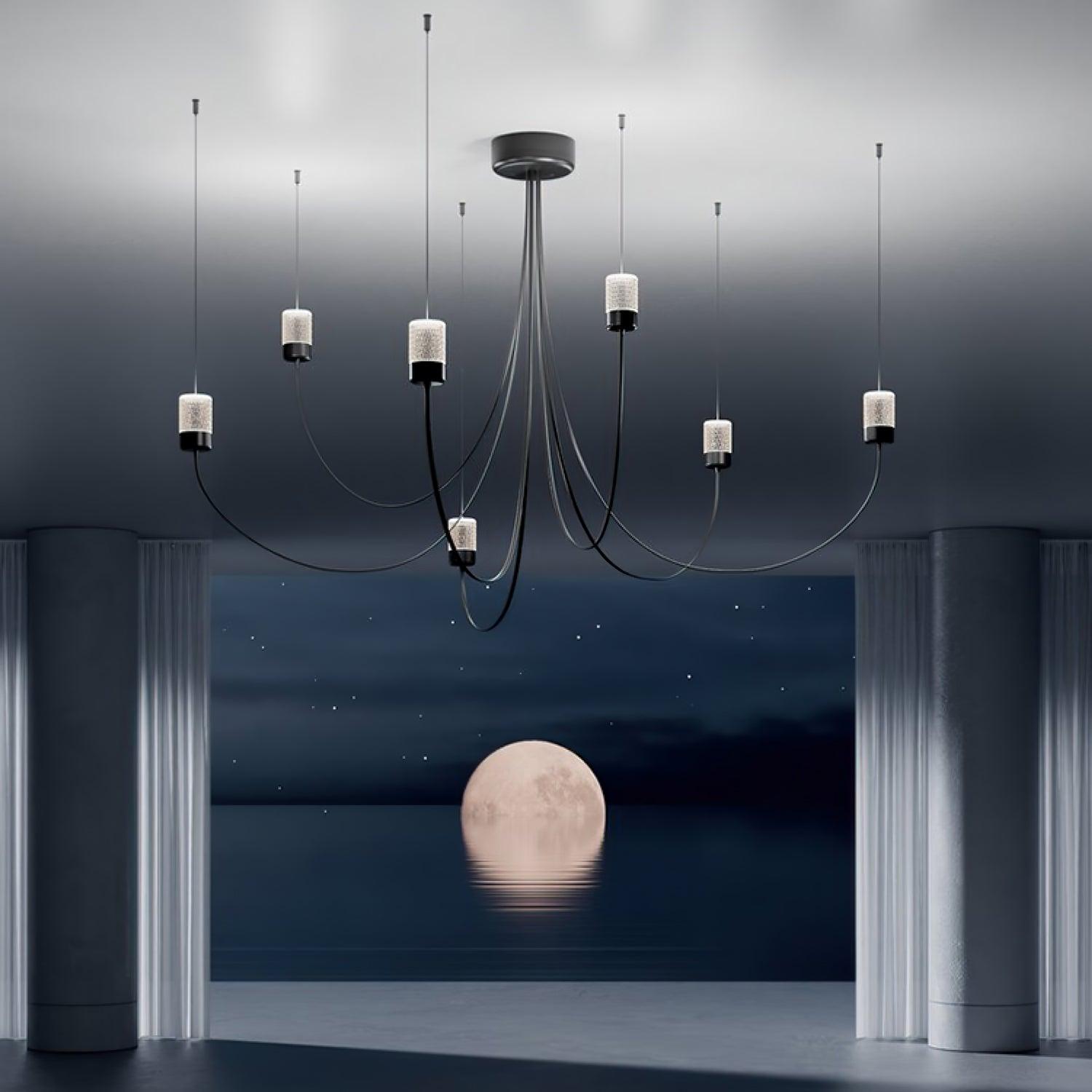 Lustra Chandelier Swaying Elegance Glass-Neutral Decor