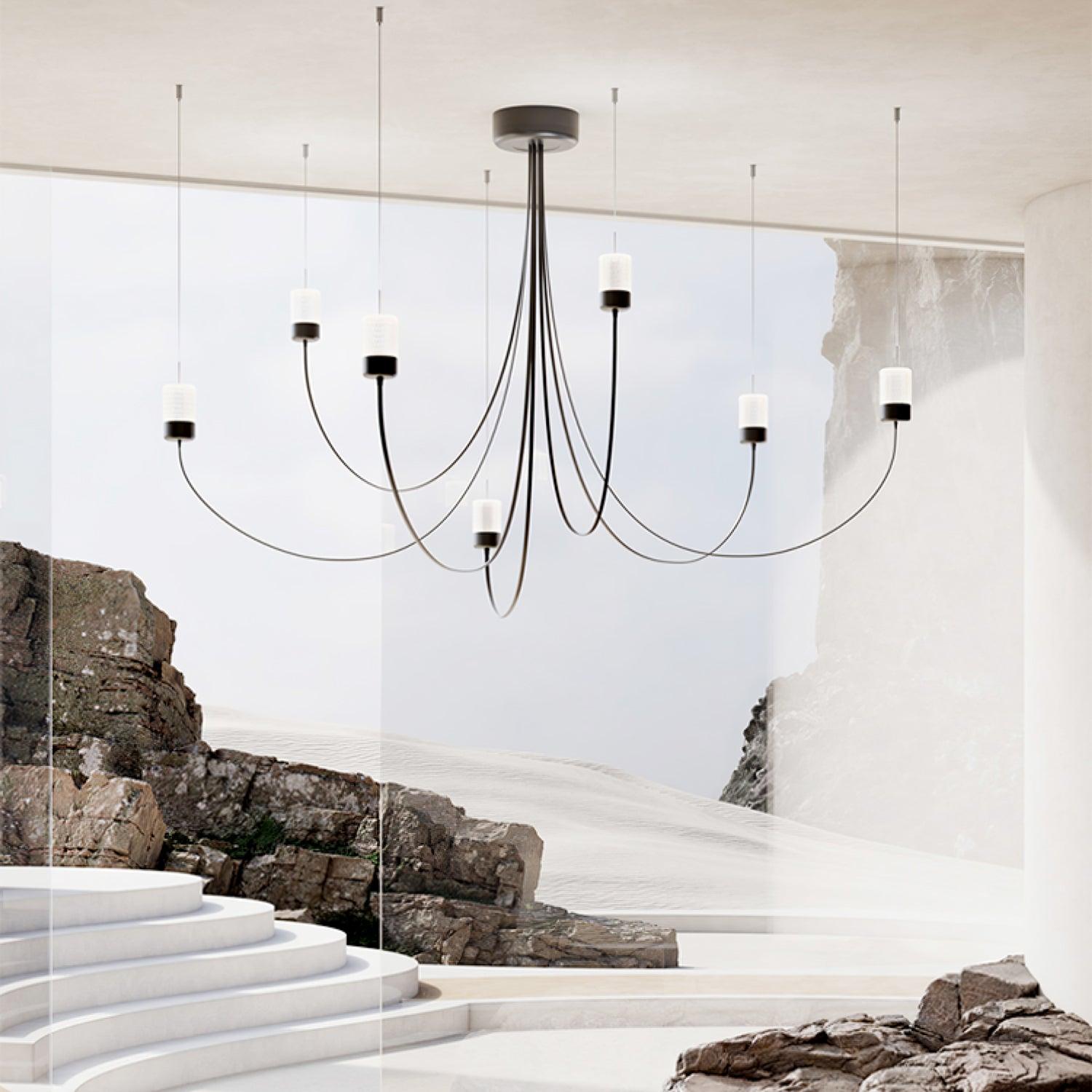 Lustra Chandelier Swaying Elegance Glass-Neutral Decor
