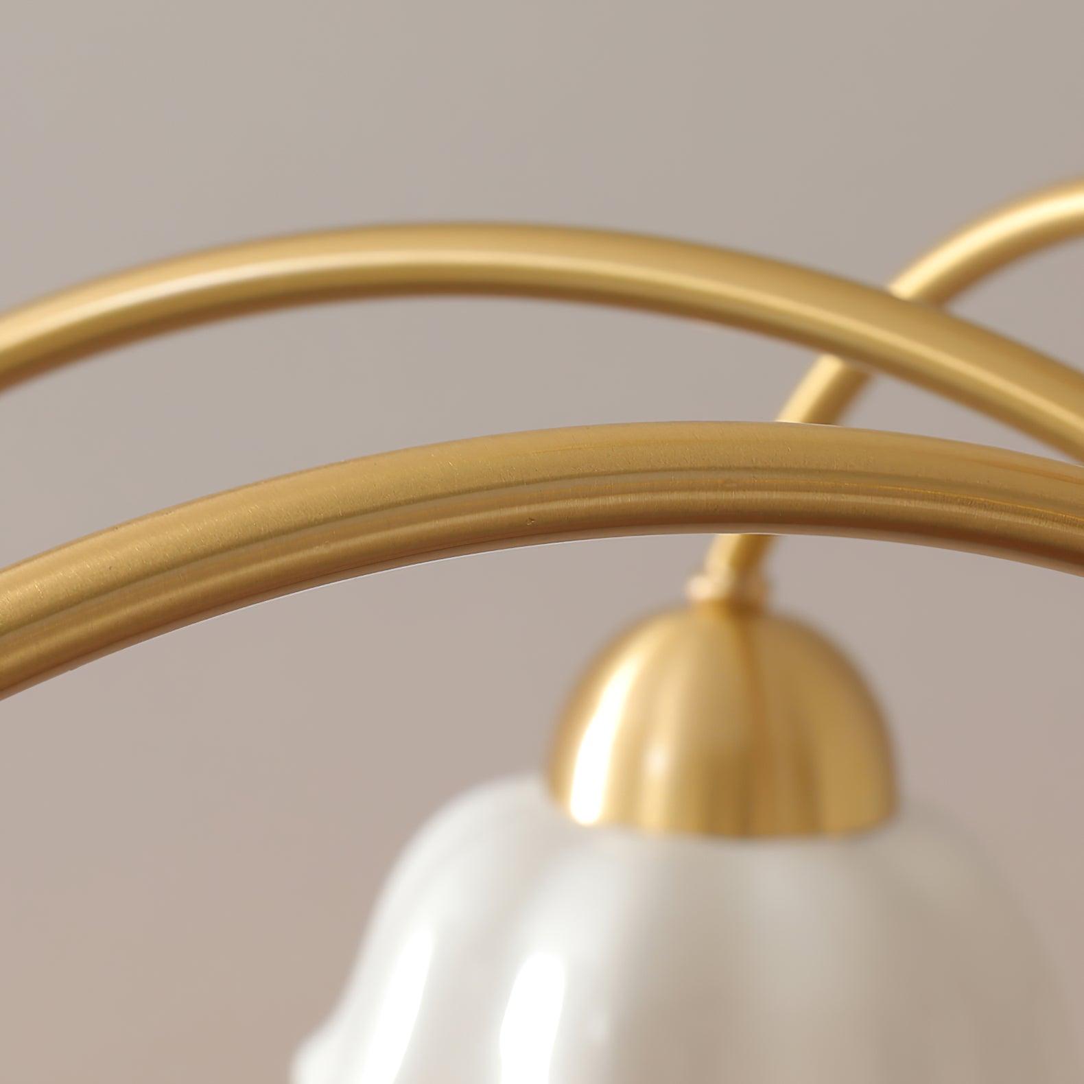 Lustra Chandelier Brass Wood Opaline Ceramic-Neutral Decor
