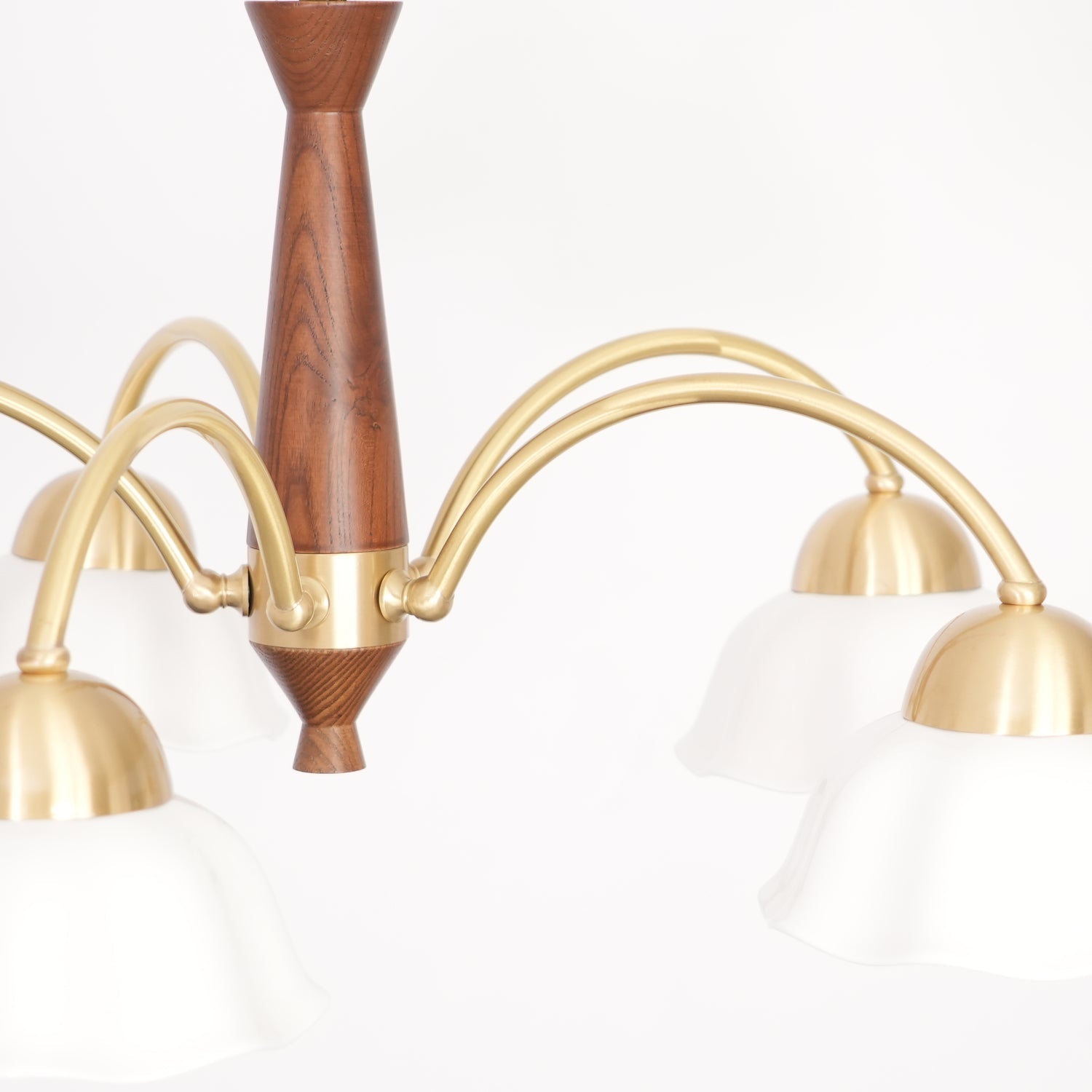 Lustra Chandelier Brass Wood Opaline Ceramic-Neutral Decor