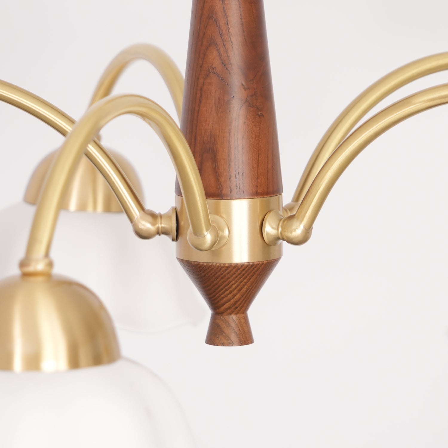 Lustra Chandelier Brass Wood Opaline Ceramic-Neutral Decor