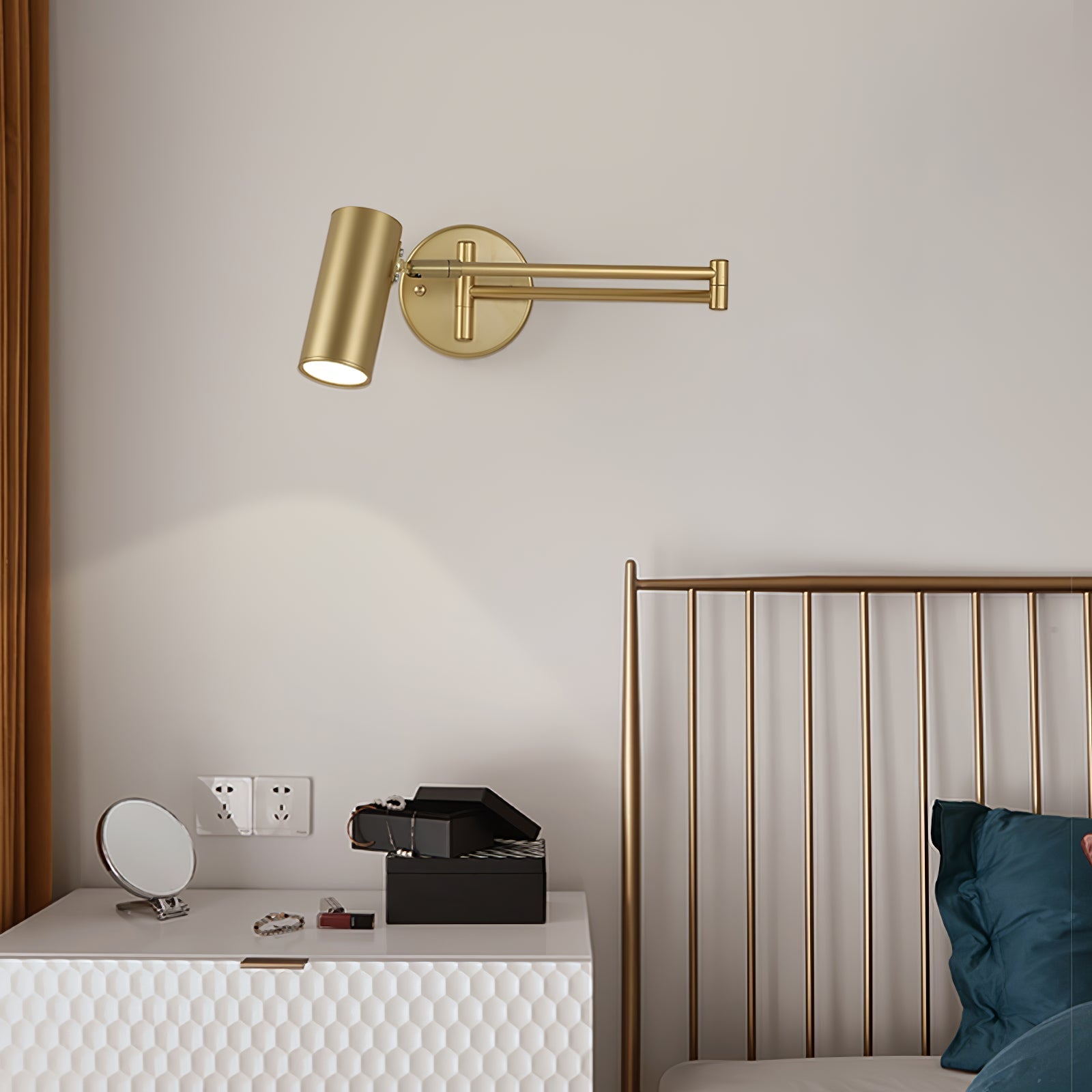 Lustra Wall Sconce Brass Swing Arm Adjustable-Neutral Decor