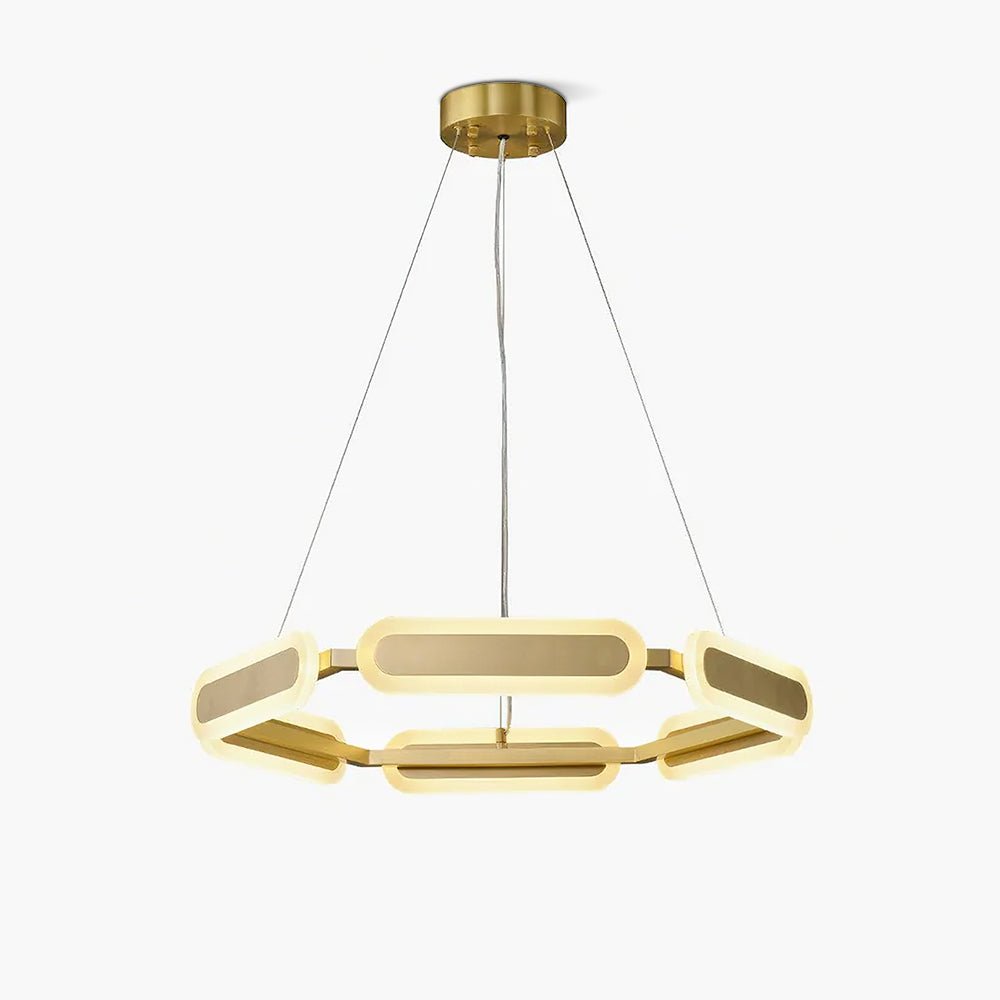 Din Chandelier Geometric Brass Ring-Neutral Decor