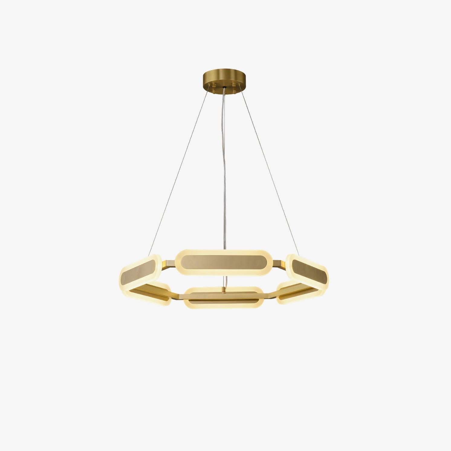 Din Chandelier Geometric Brass Ring-Neutral Decor
