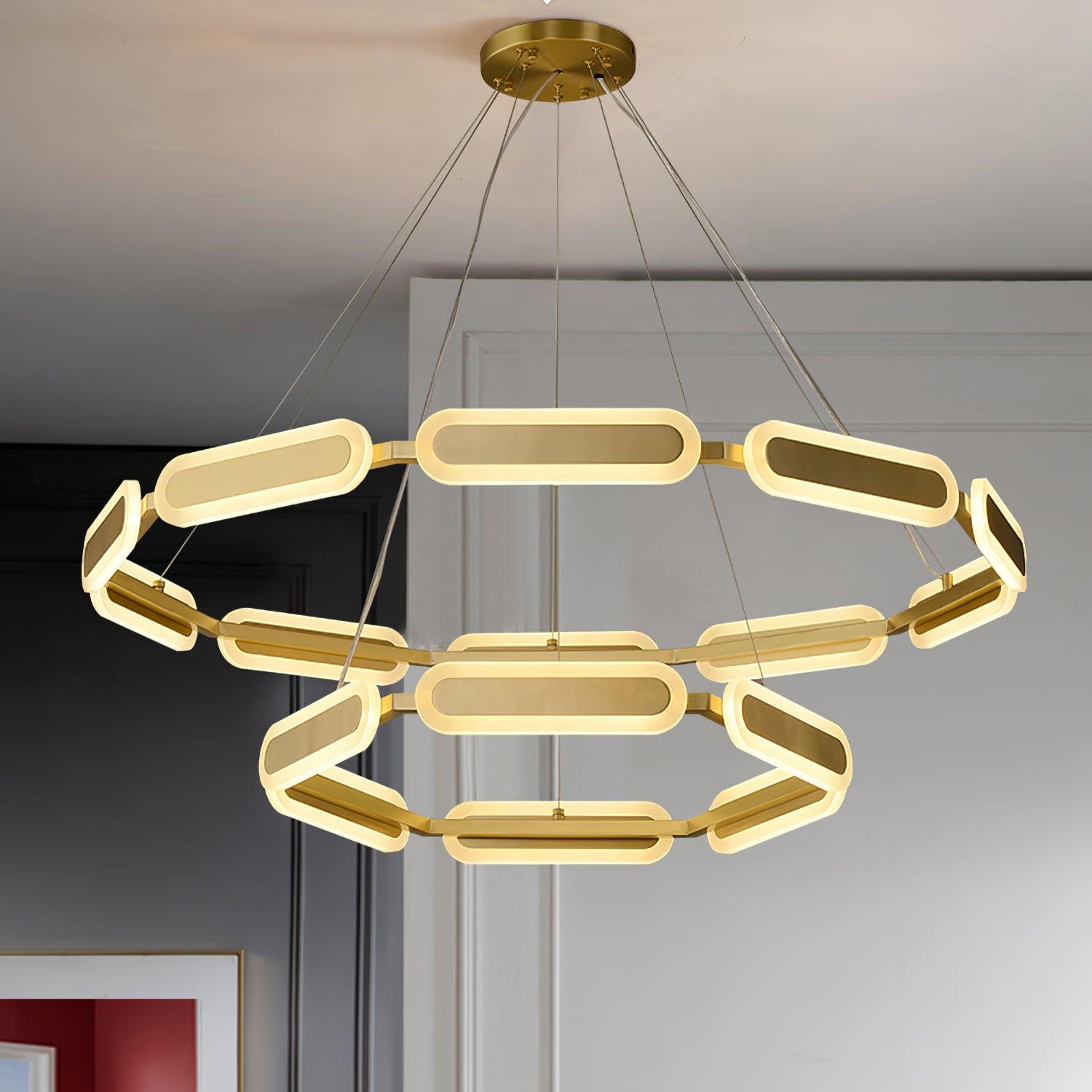 Din Chandelier Geometric Brass Ring-Neutral Decor