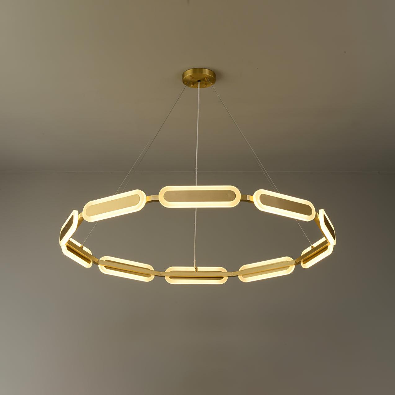 Din Chandelier Geometric Brass Ring-Neutral Decor