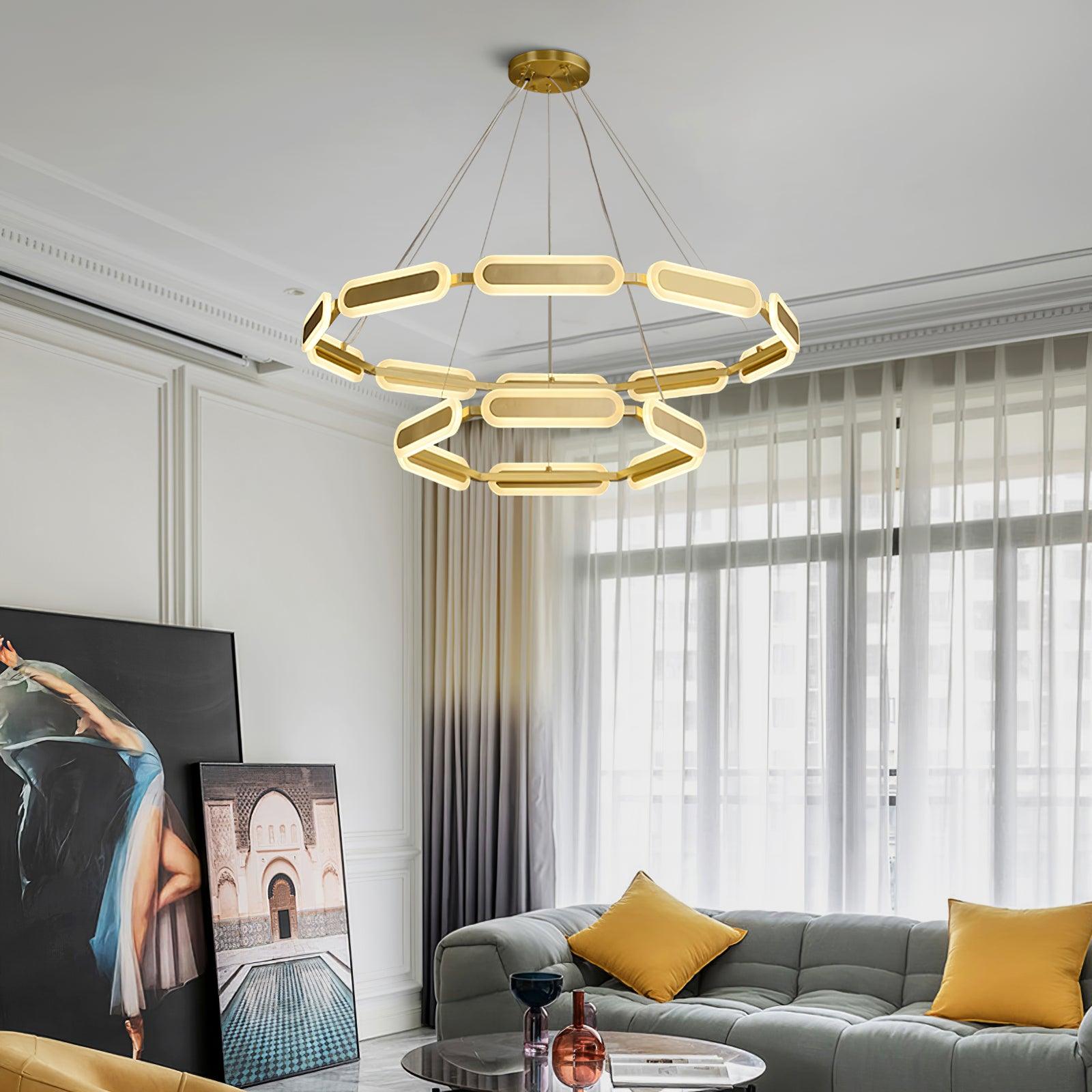 Din Chandelier Geometric Brass Ring-Neutral Decor