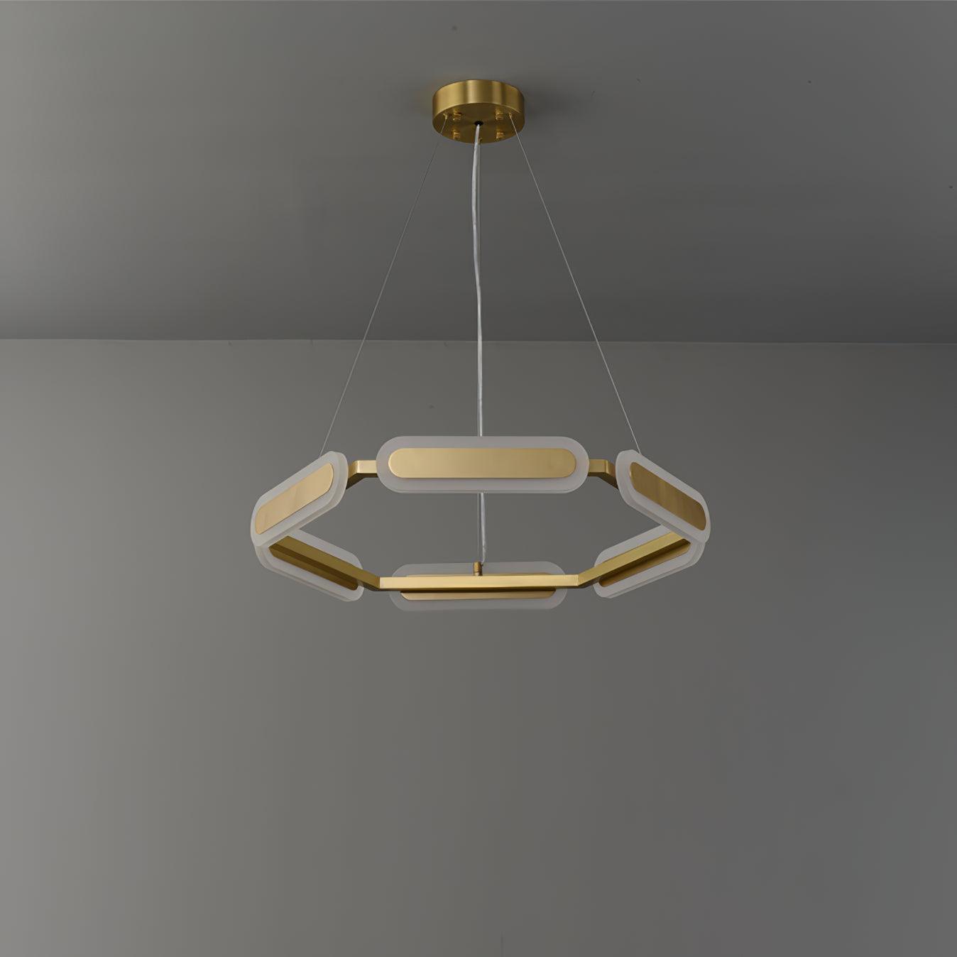 Din Chandelier Geometric Brass Ring-Neutral Decor