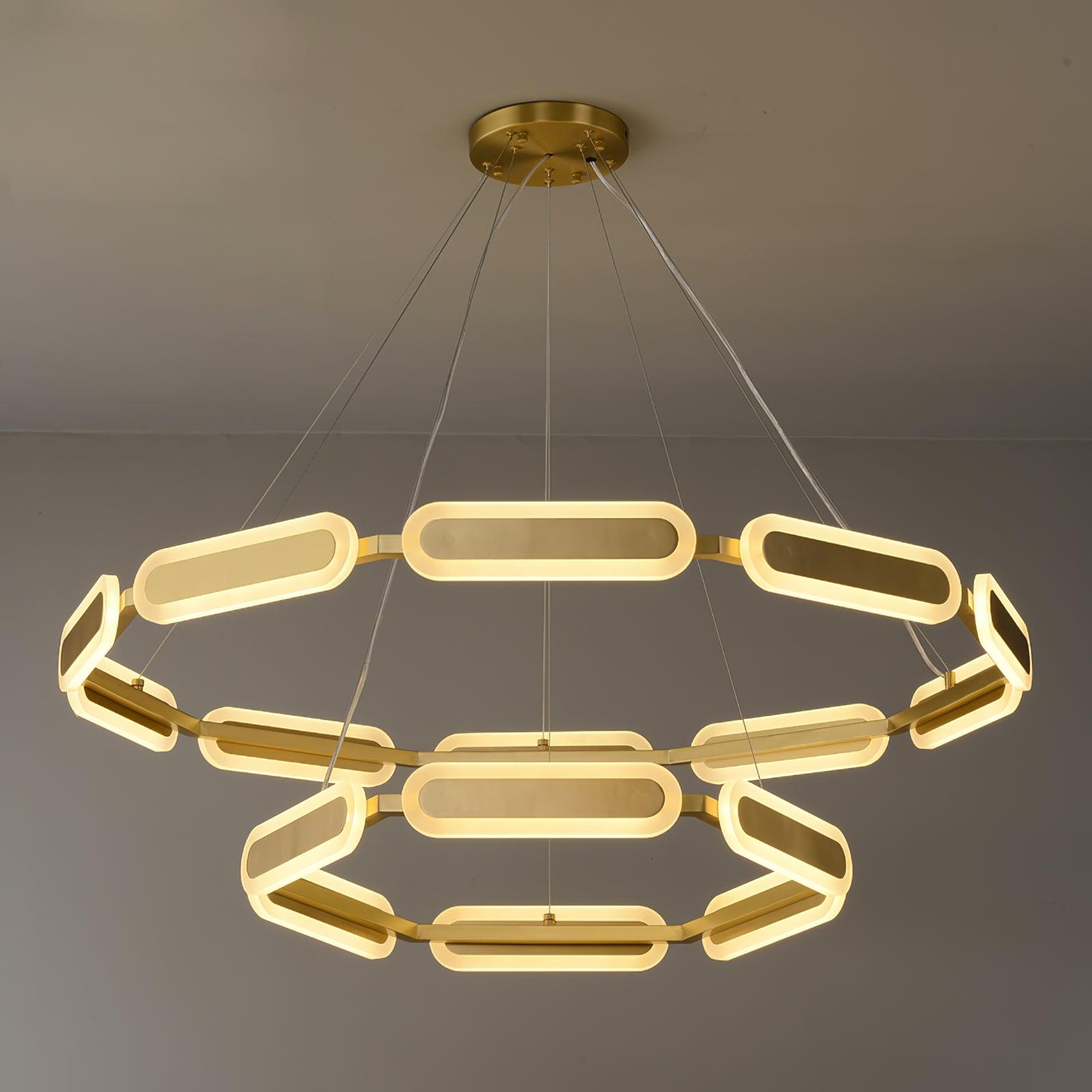 Din Chandelier Geometric Brass Ring-Neutral Decor