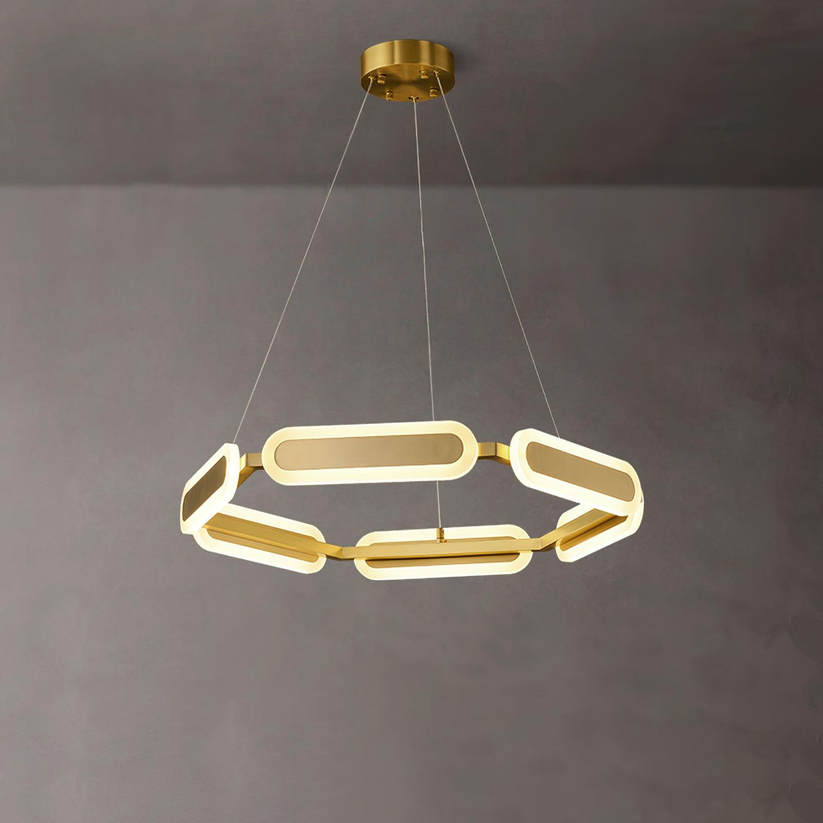 Din Chandelier Geometric Brass Ring-Neutral Decor