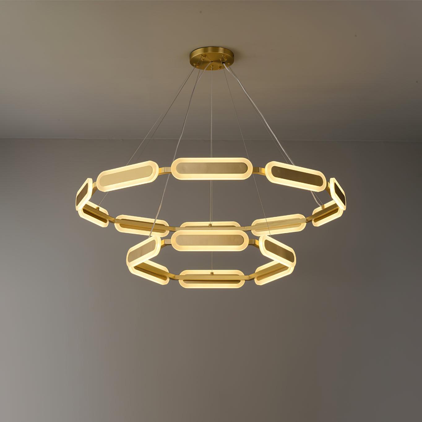 Din Chandelier Geometric Brass Ring-Neutral Decor