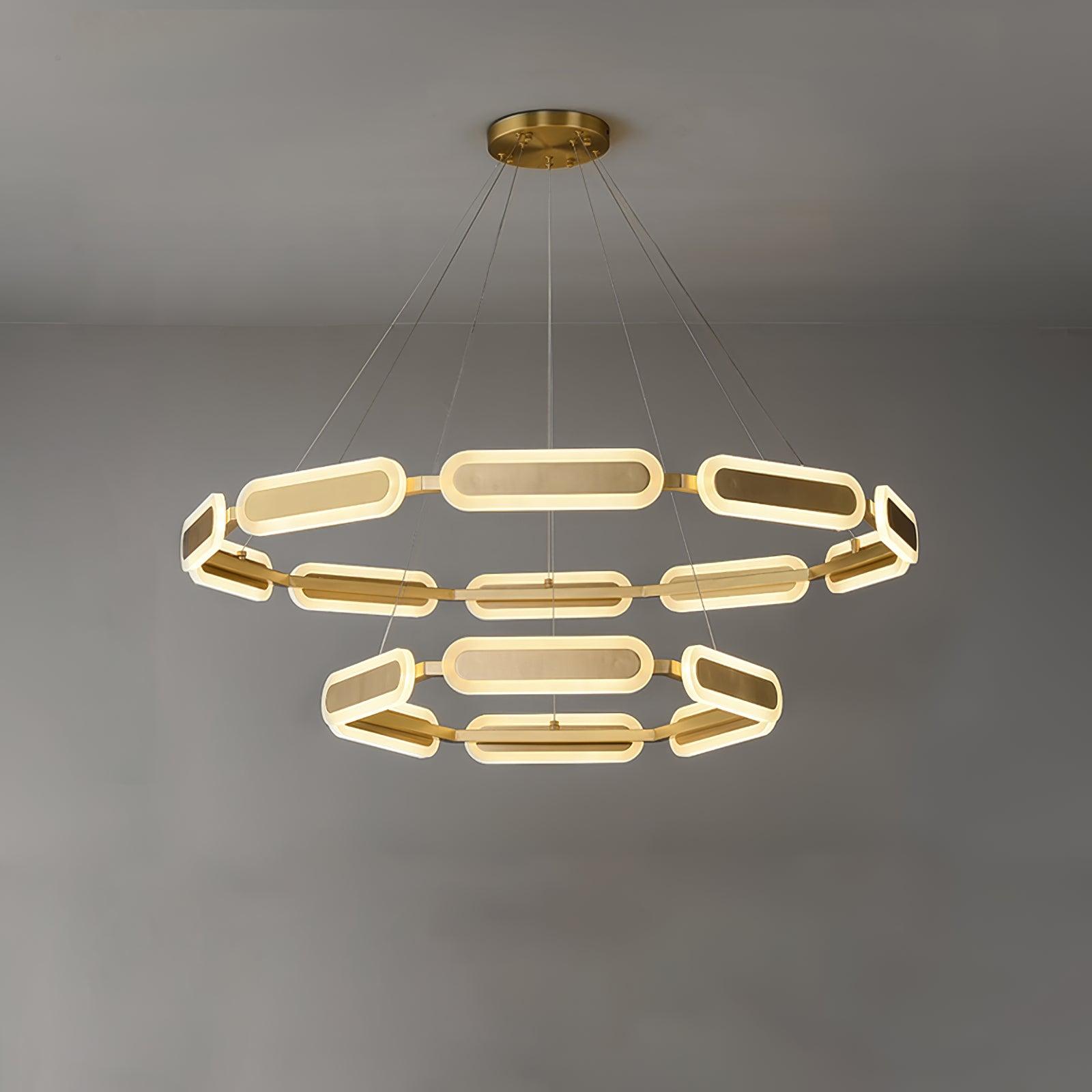 Din Chandelier Geometric Brass Ring-Neutral Decor