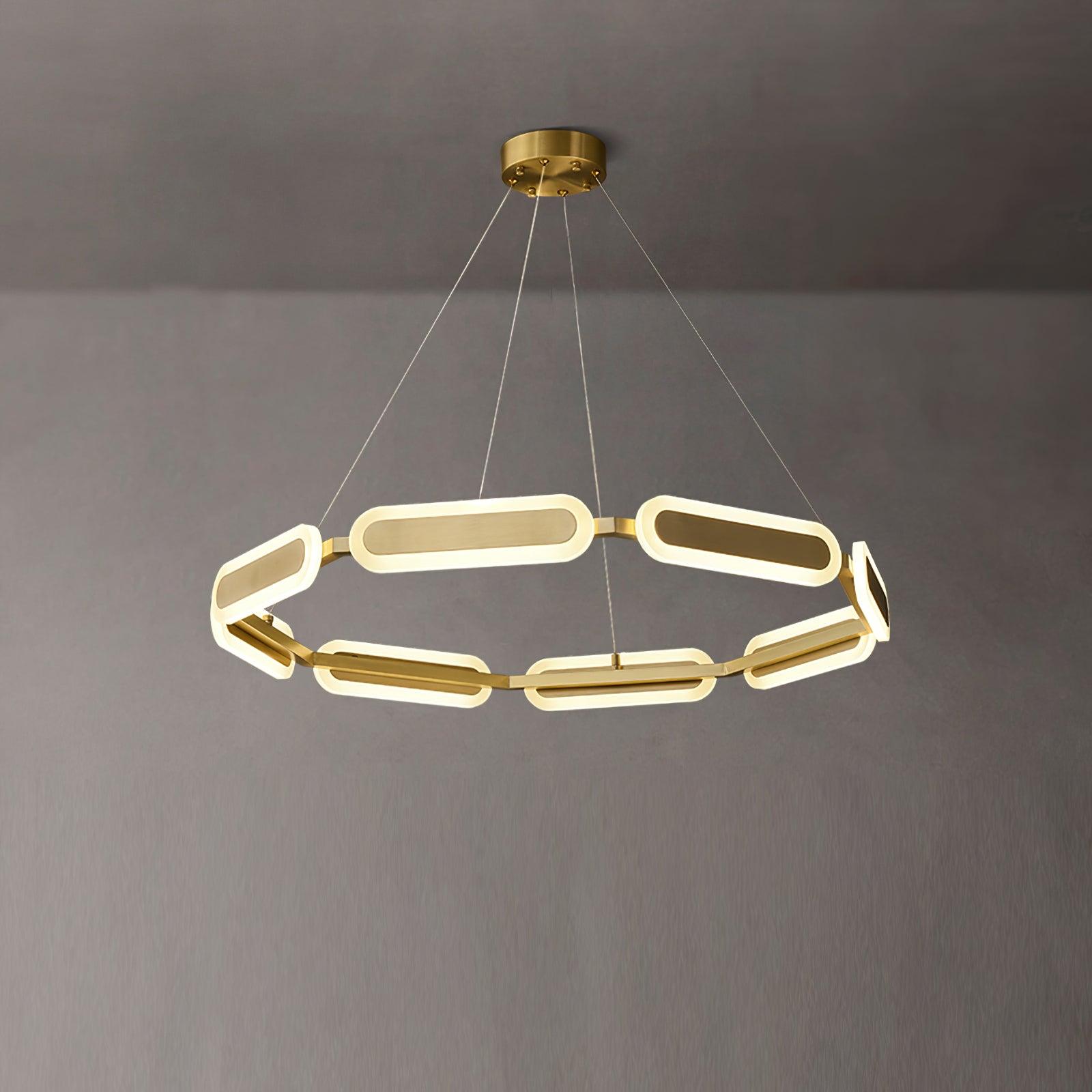 Din Chandelier Geometric Brass Ring-Neutral Decor