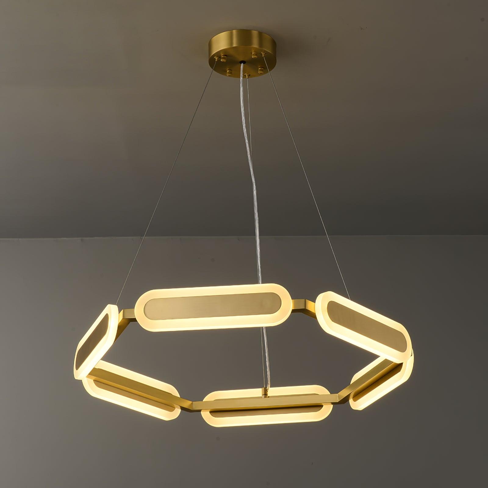 Din Chandelier Geometric Brass Ring-Neutral Decor