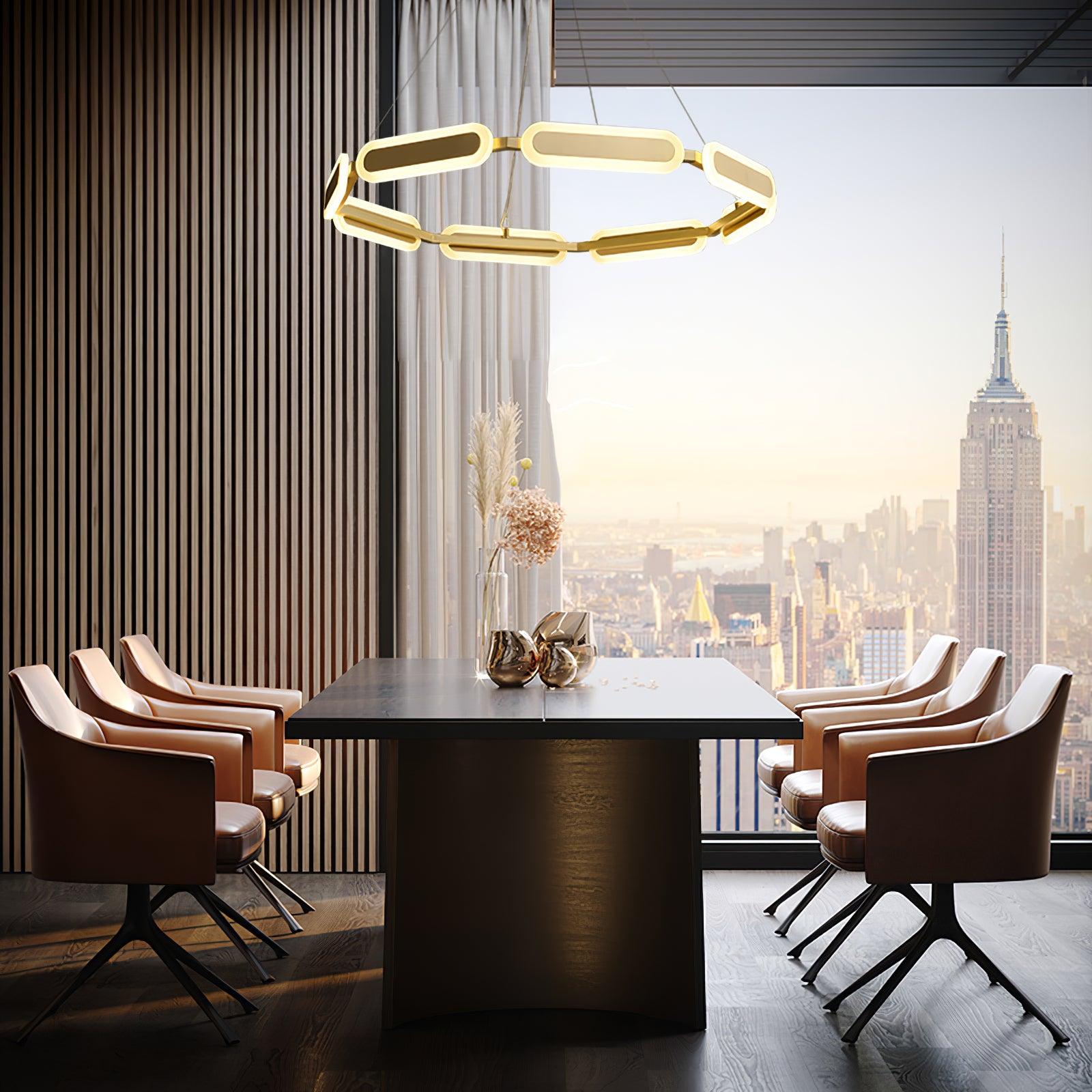 Din Chandelier Geometric Brass Ring-Neutral Decor