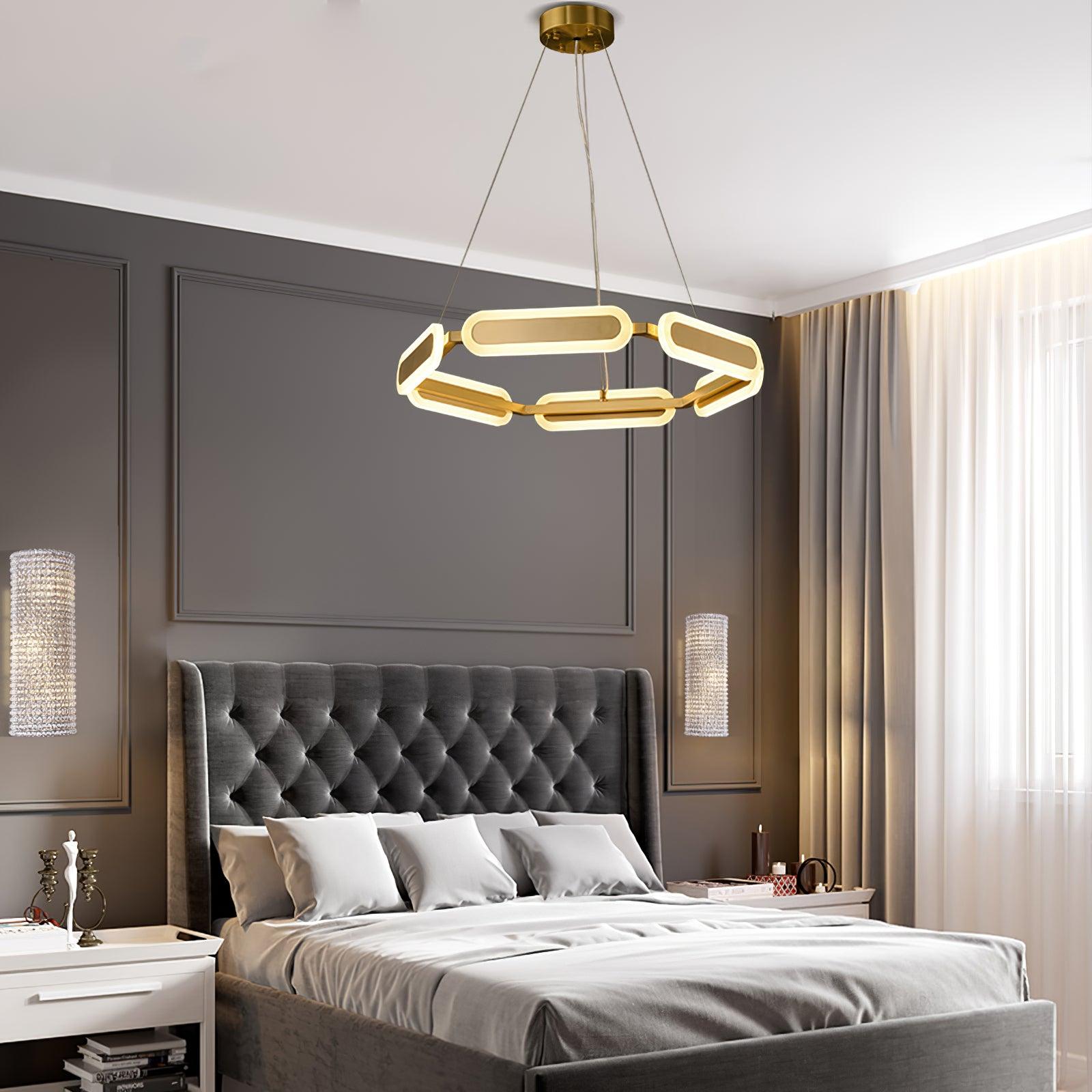 Din Chandelier Geometric Brass Ring-Neutral Decor