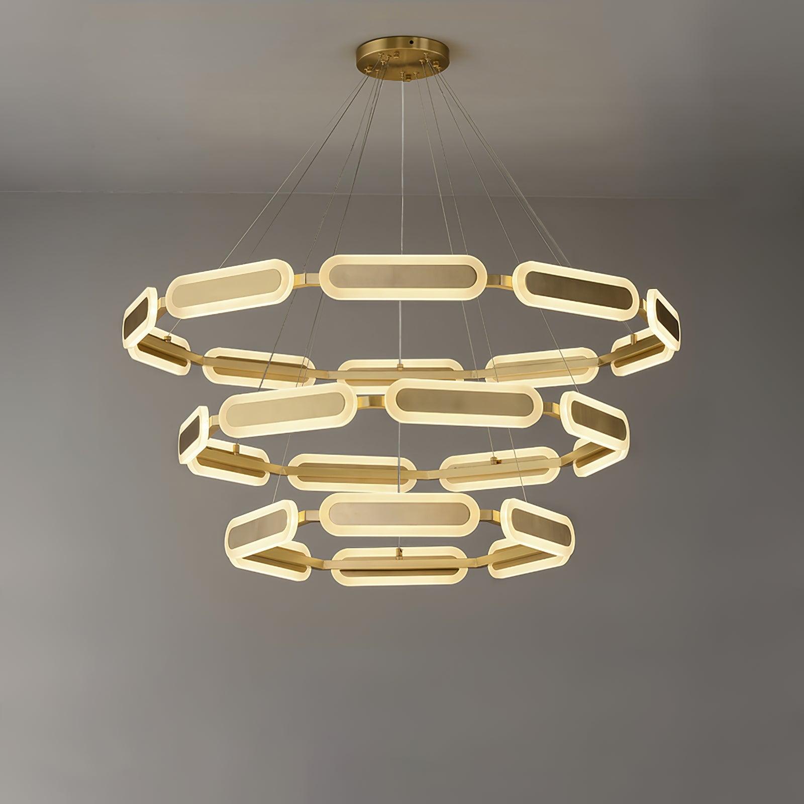 Din Chandelier Geometric Brass Ring-Neutral Decor