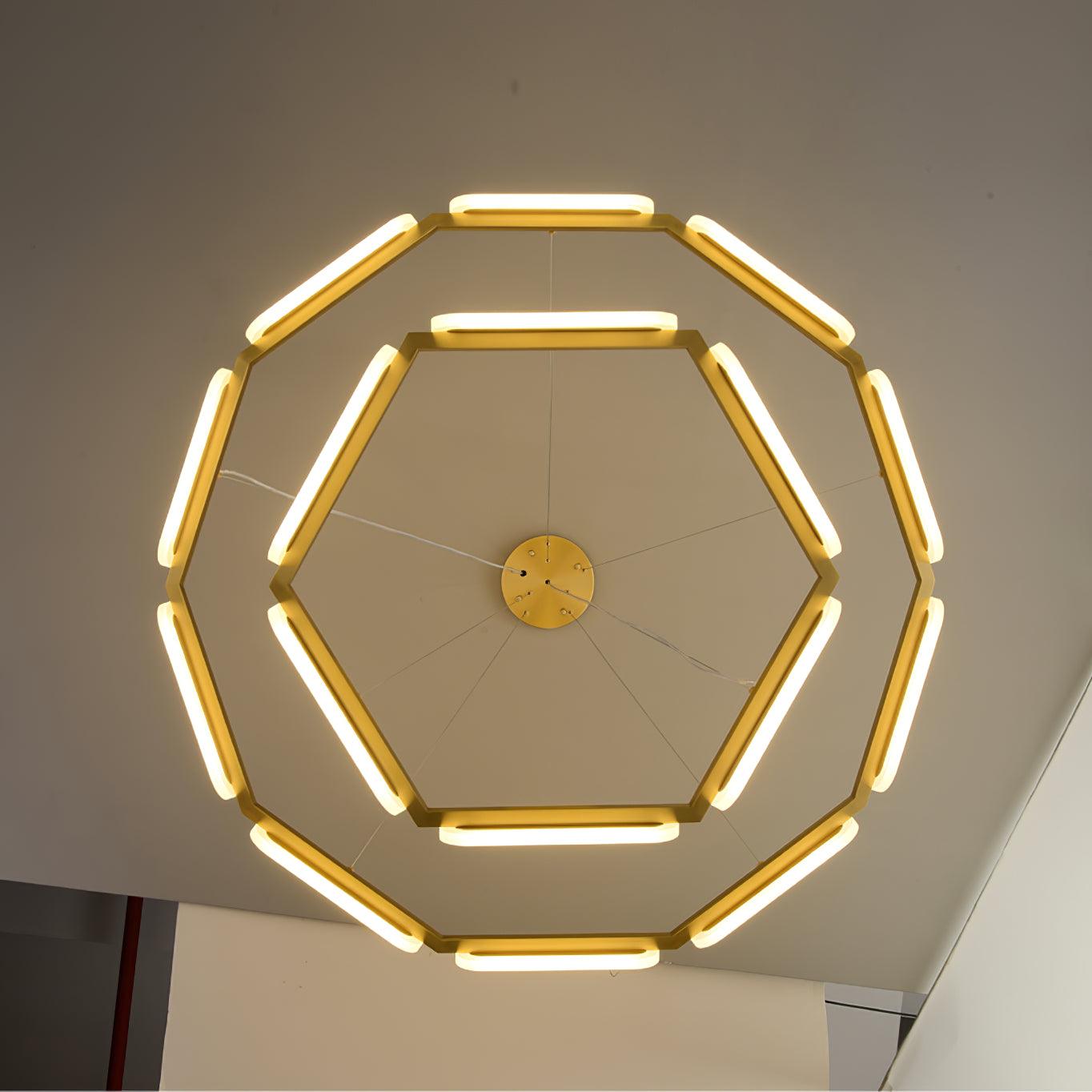 Din Chandelier Geometric Brass Ring-Neutral Decor