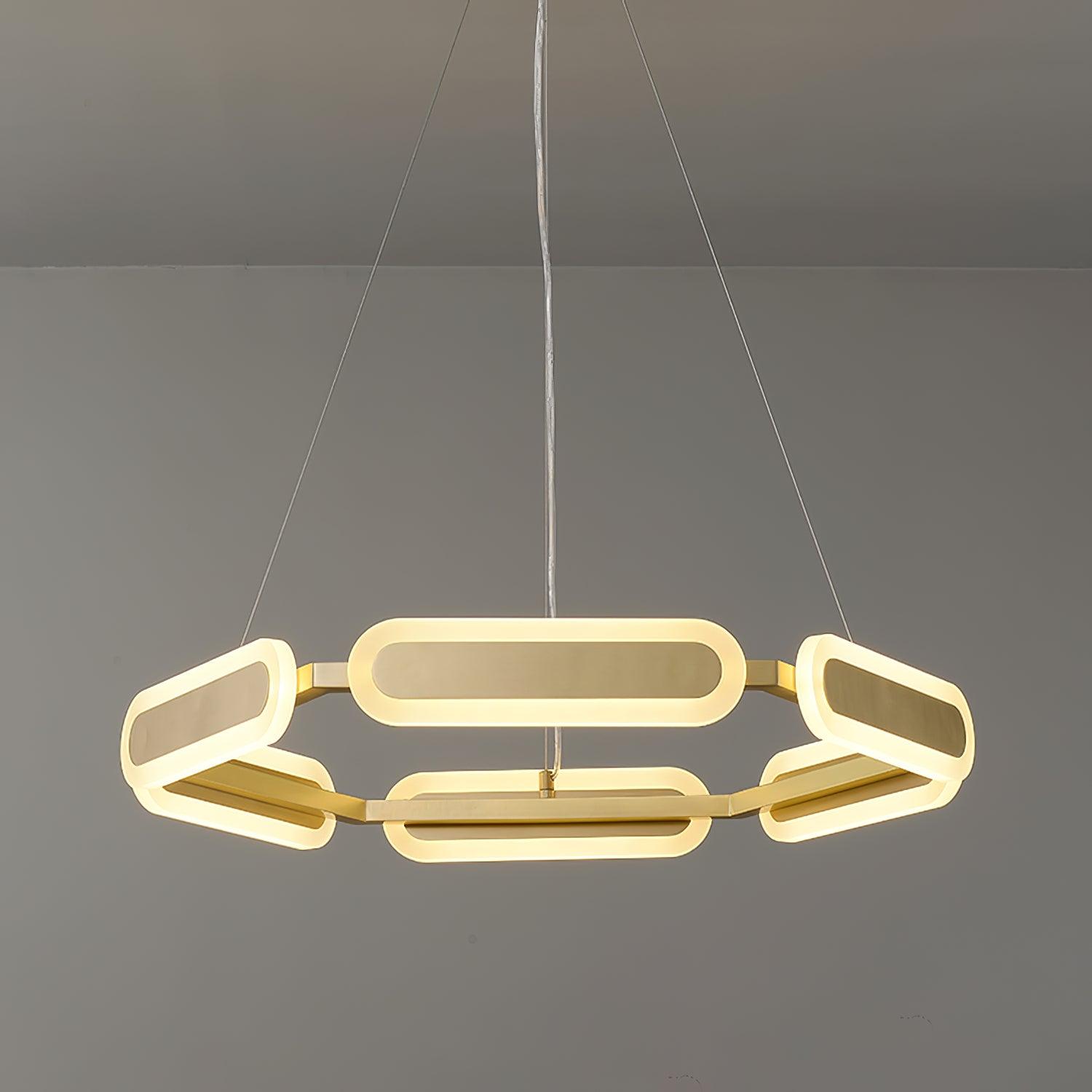 Din Chandelier Geometric Brass Ring-Neutral Decor