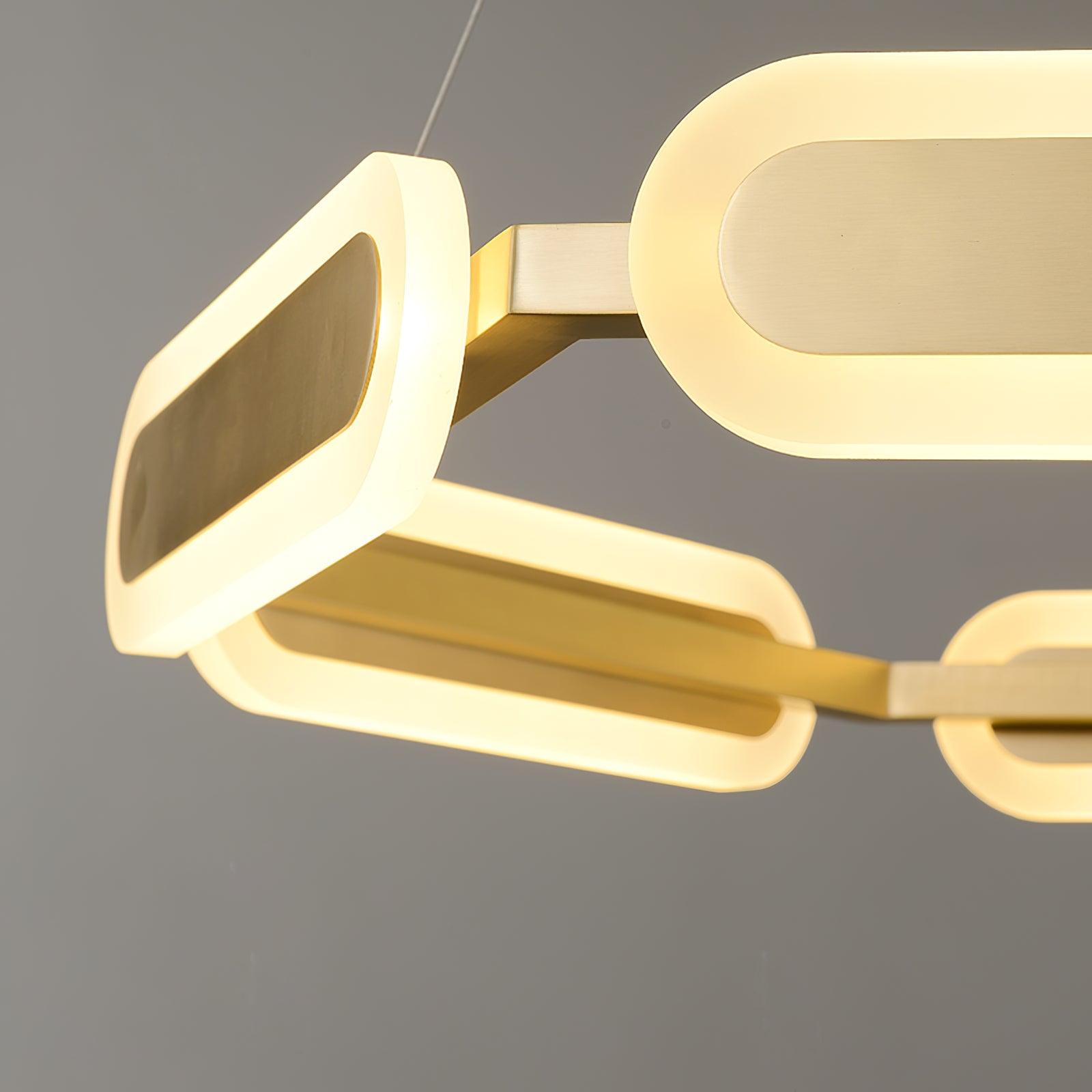 Din Chandelier Geometric Brass Ring-Neutral Decor