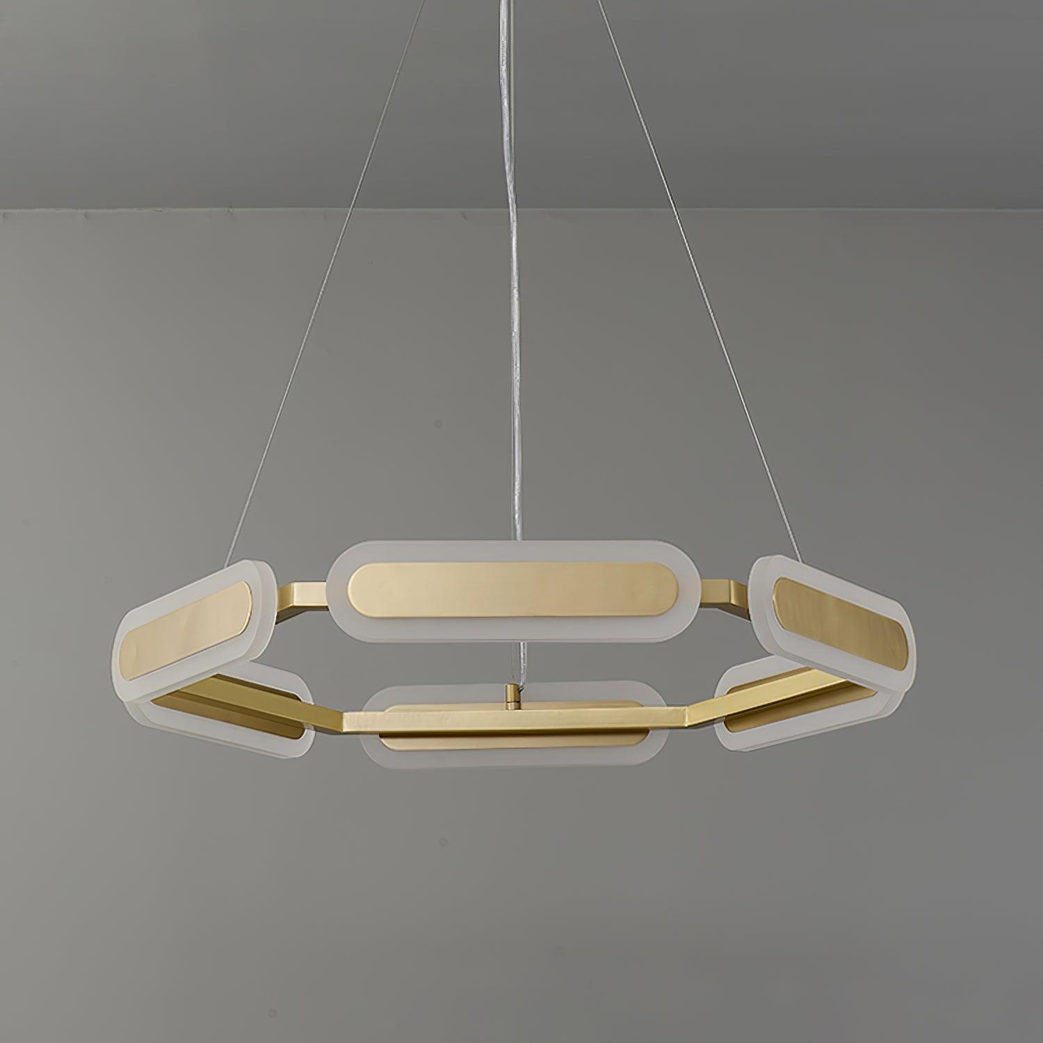 Din Chandelier Geometric Brass Ring-Neutral Decor