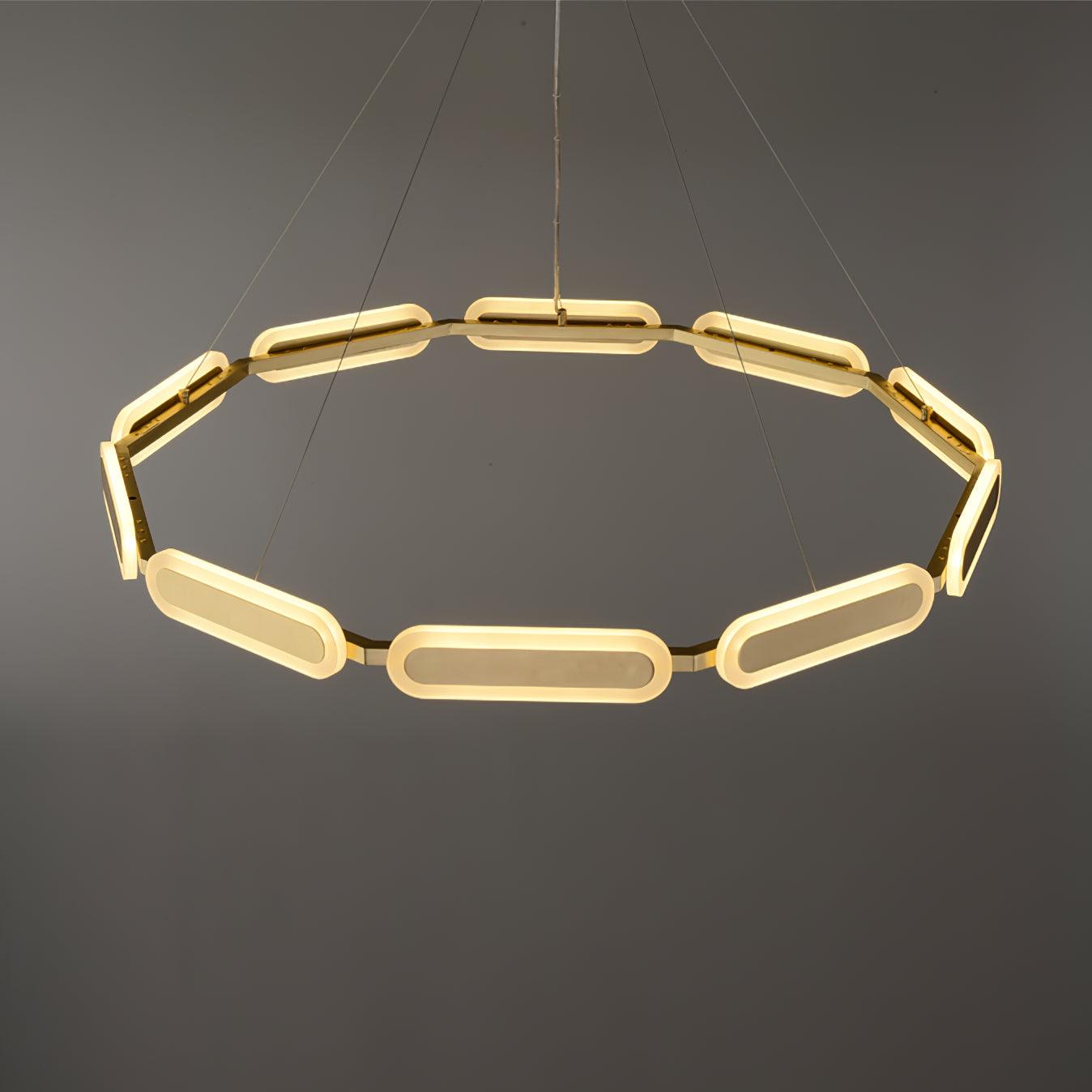 Din Chandelier Geometric Brass Ring-Neutral Decor
