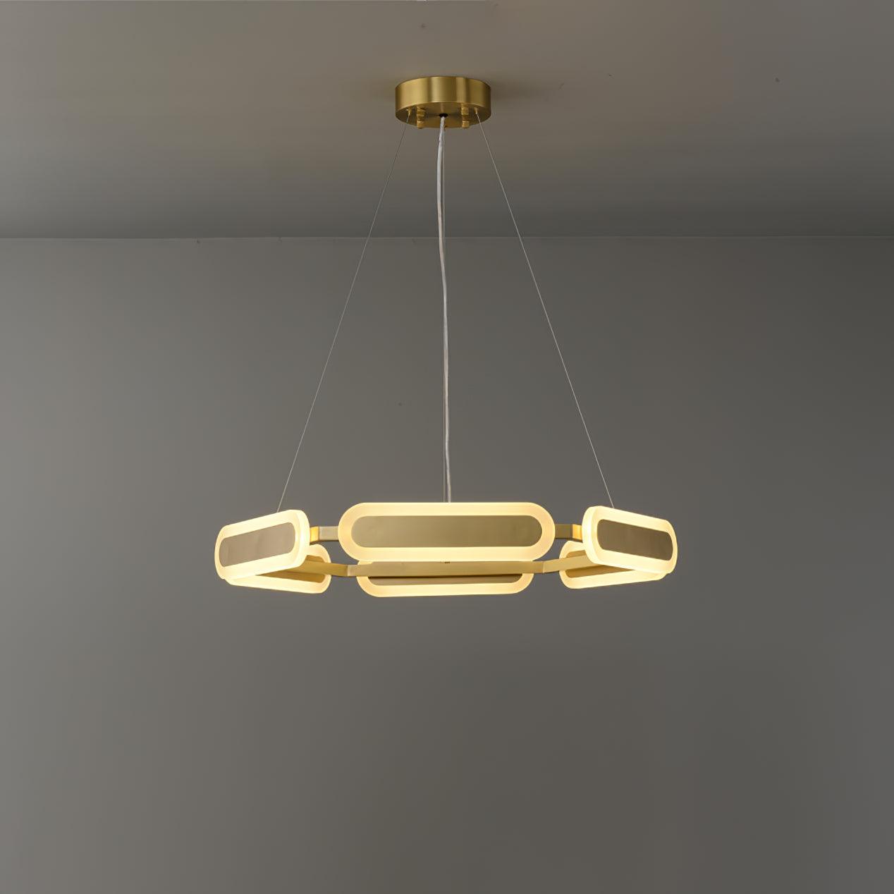Din Chandelier Geometric Brass Ring-Neutral Decor