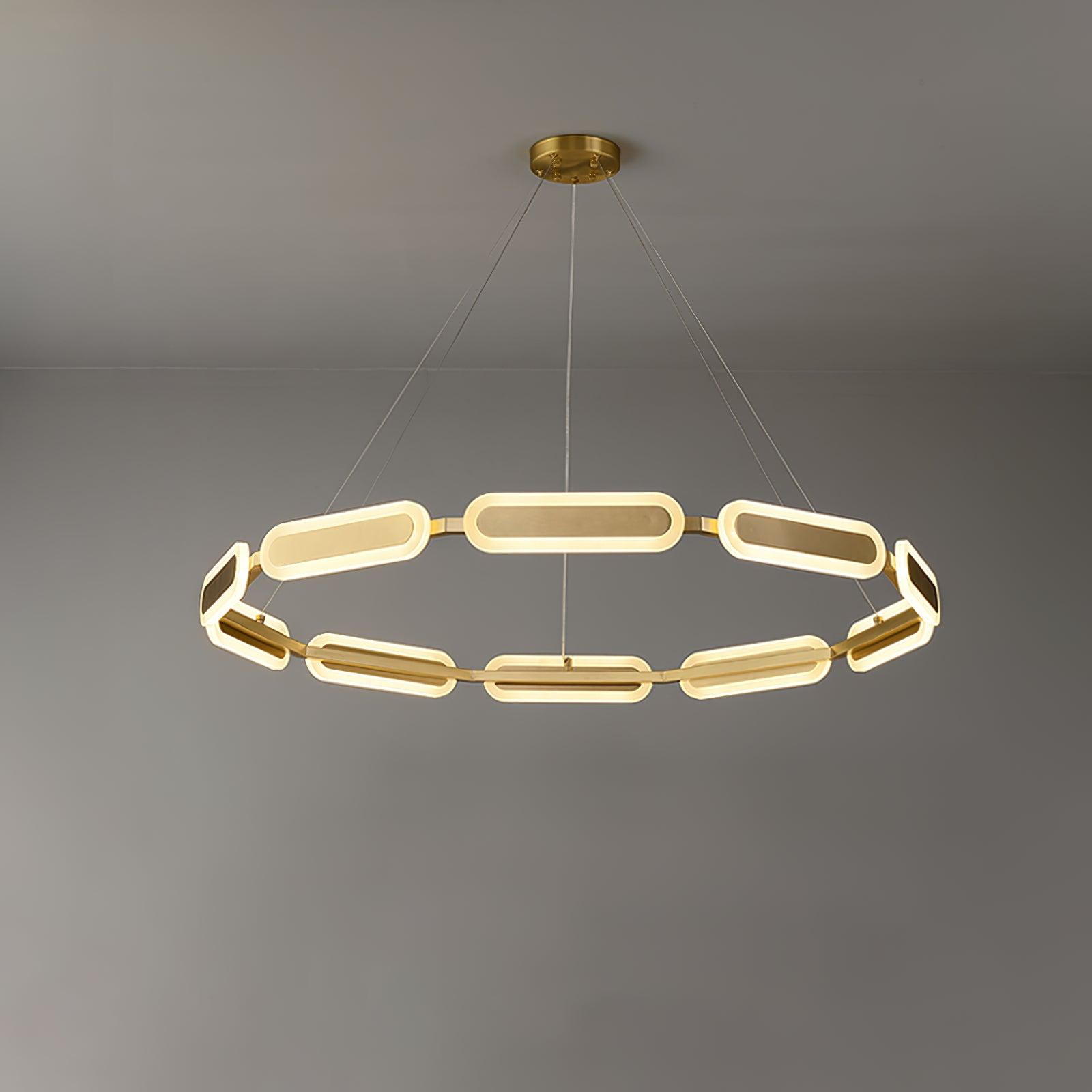 Din Chandelier Geometric Brass Ring-Neutral Decor