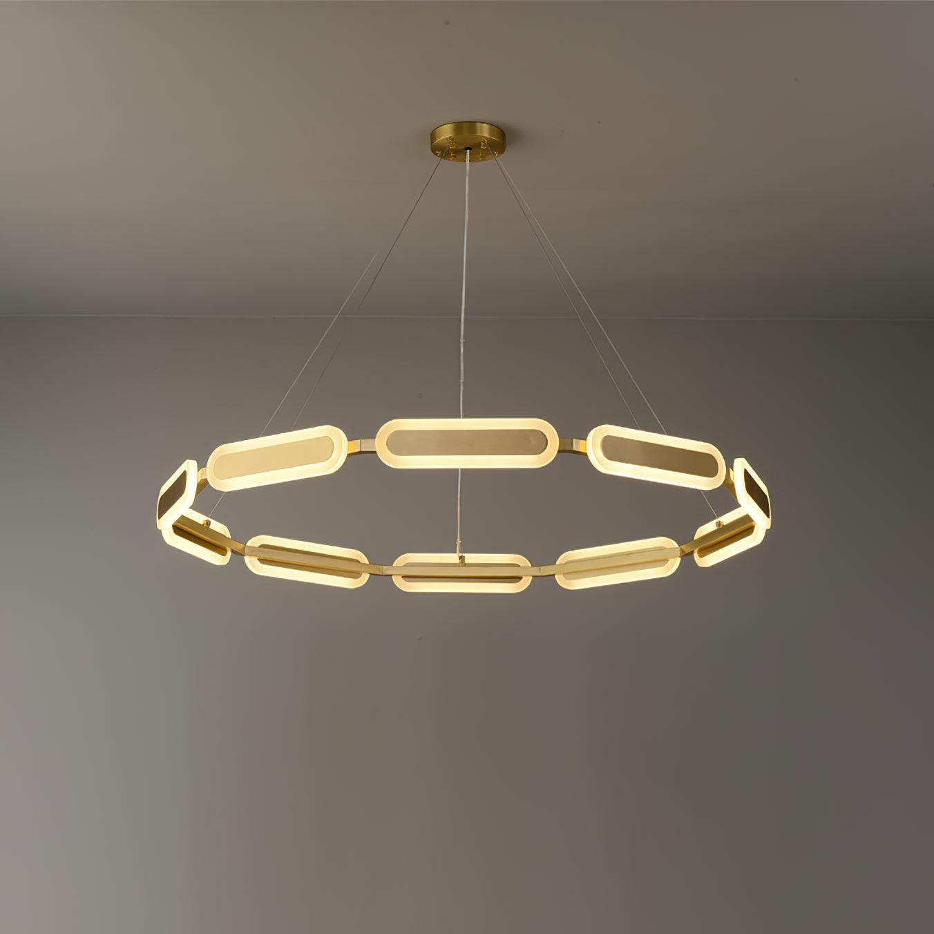 Din Chandelier Geometric Brass Ring-Neutral Decor