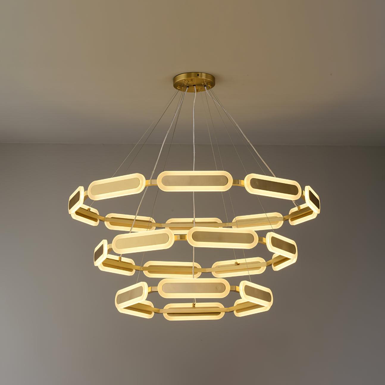 Din Chandelier Geometric Brass Ring-Neutral Decor