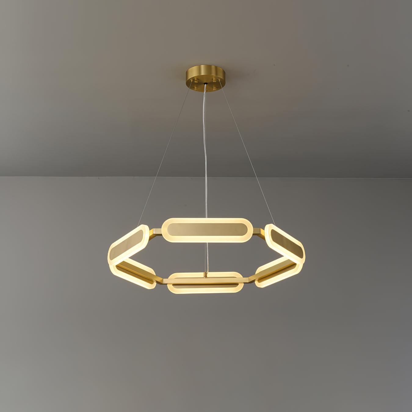 Din Chandelier Geometric Brass Ring-Neutral Decor