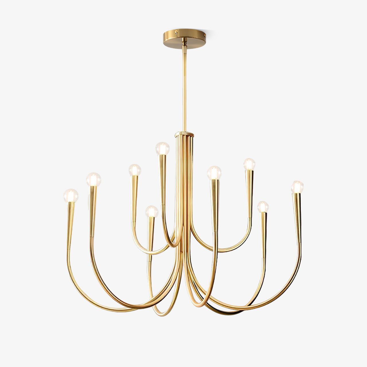 Lustra Chandelier Swoop Arm Brass Minimalist-Neutral Decor