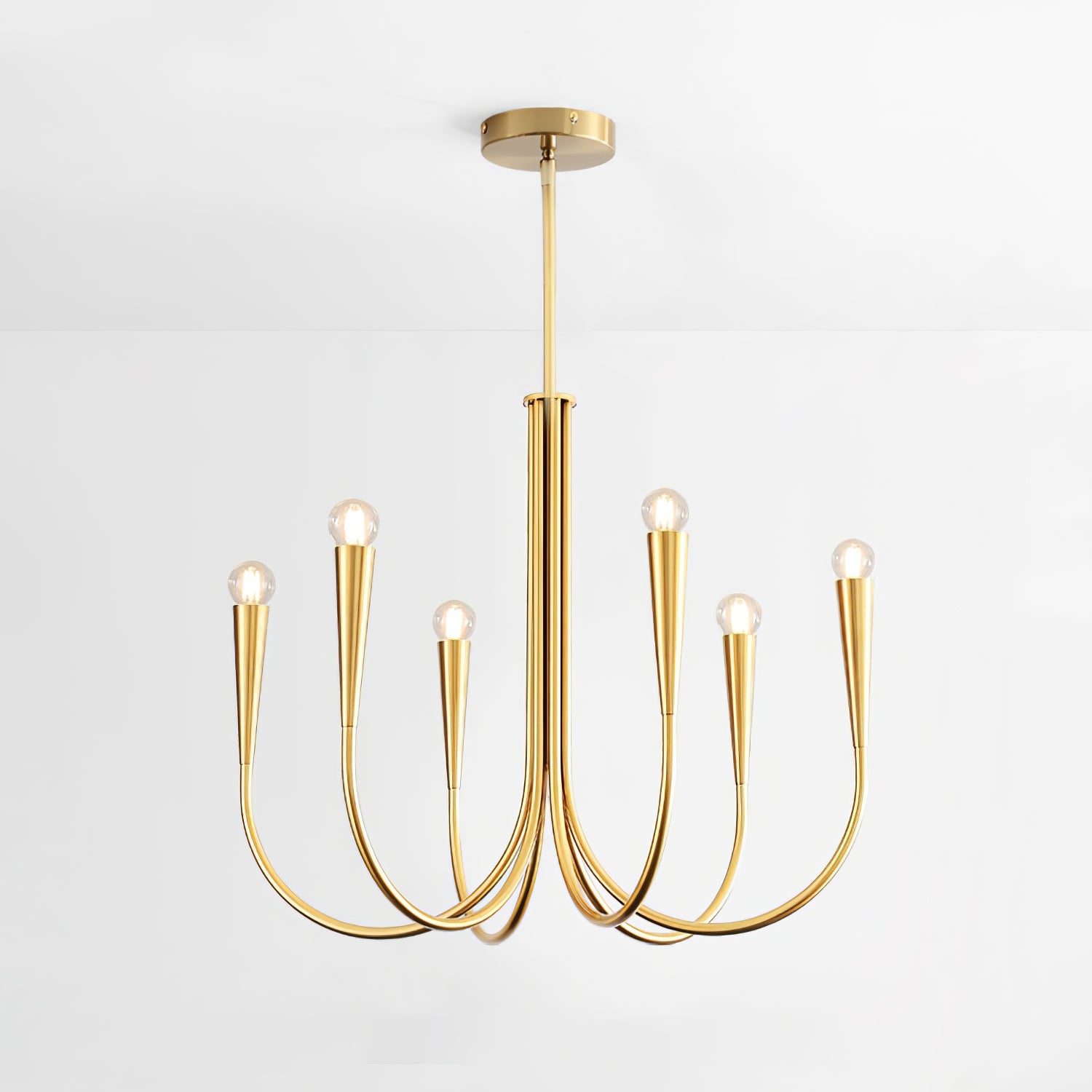Lustra Chandelier Swoop Arm Brass Minimalist-Neutral Decor